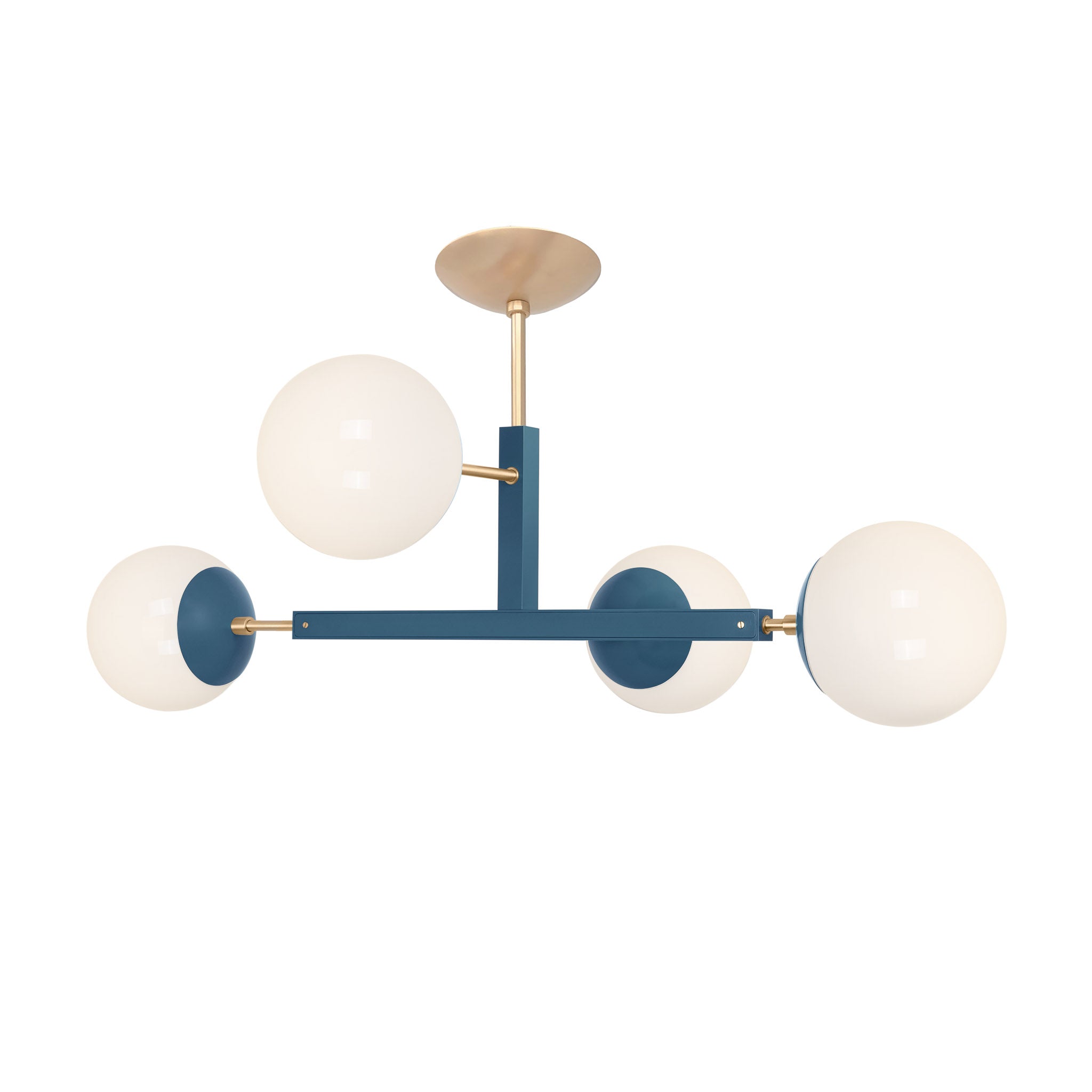 Brass and slate blue color Status flush mount Dutton Brown lighting