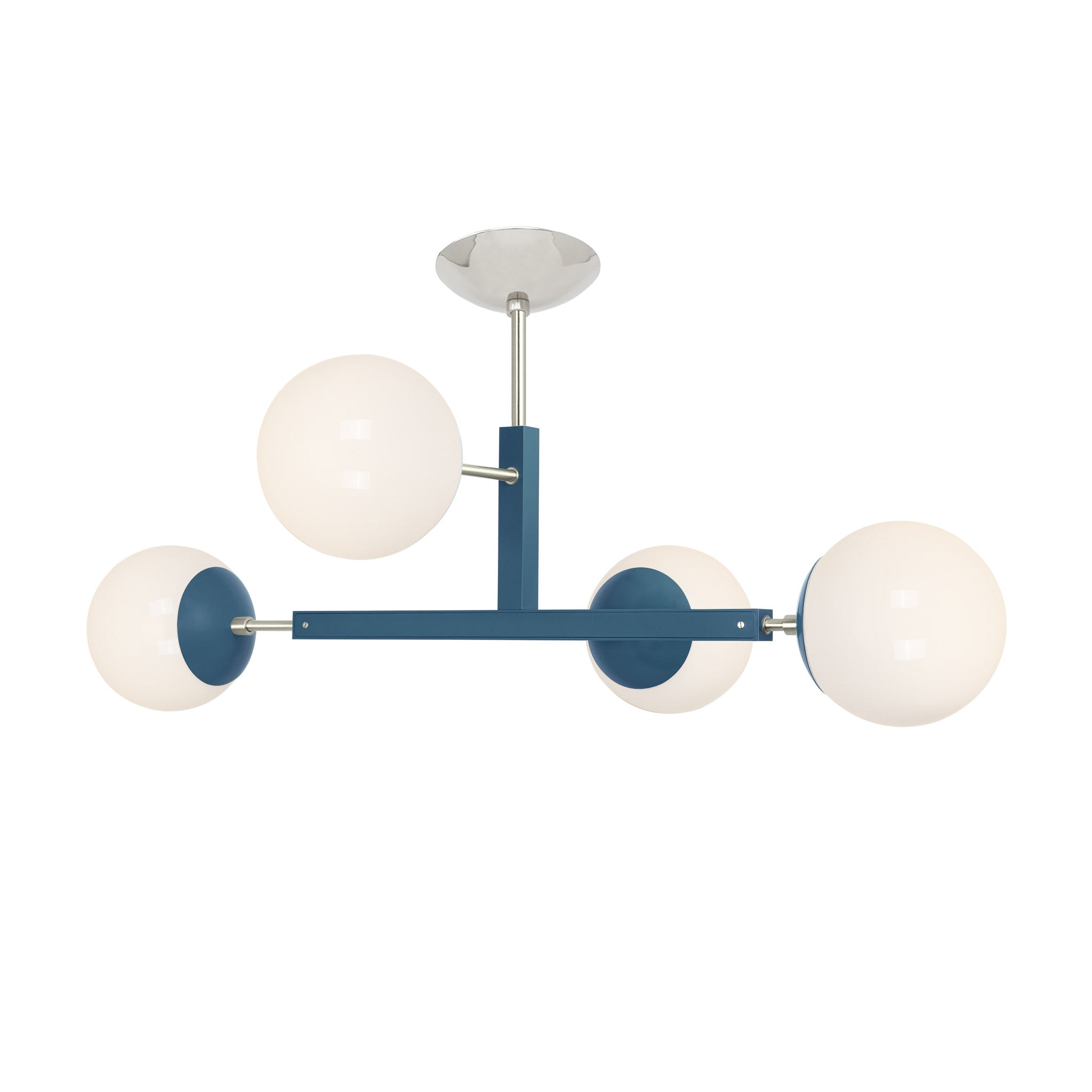 Nickel and slate blue color Status flush mount Dutton Brown lighting