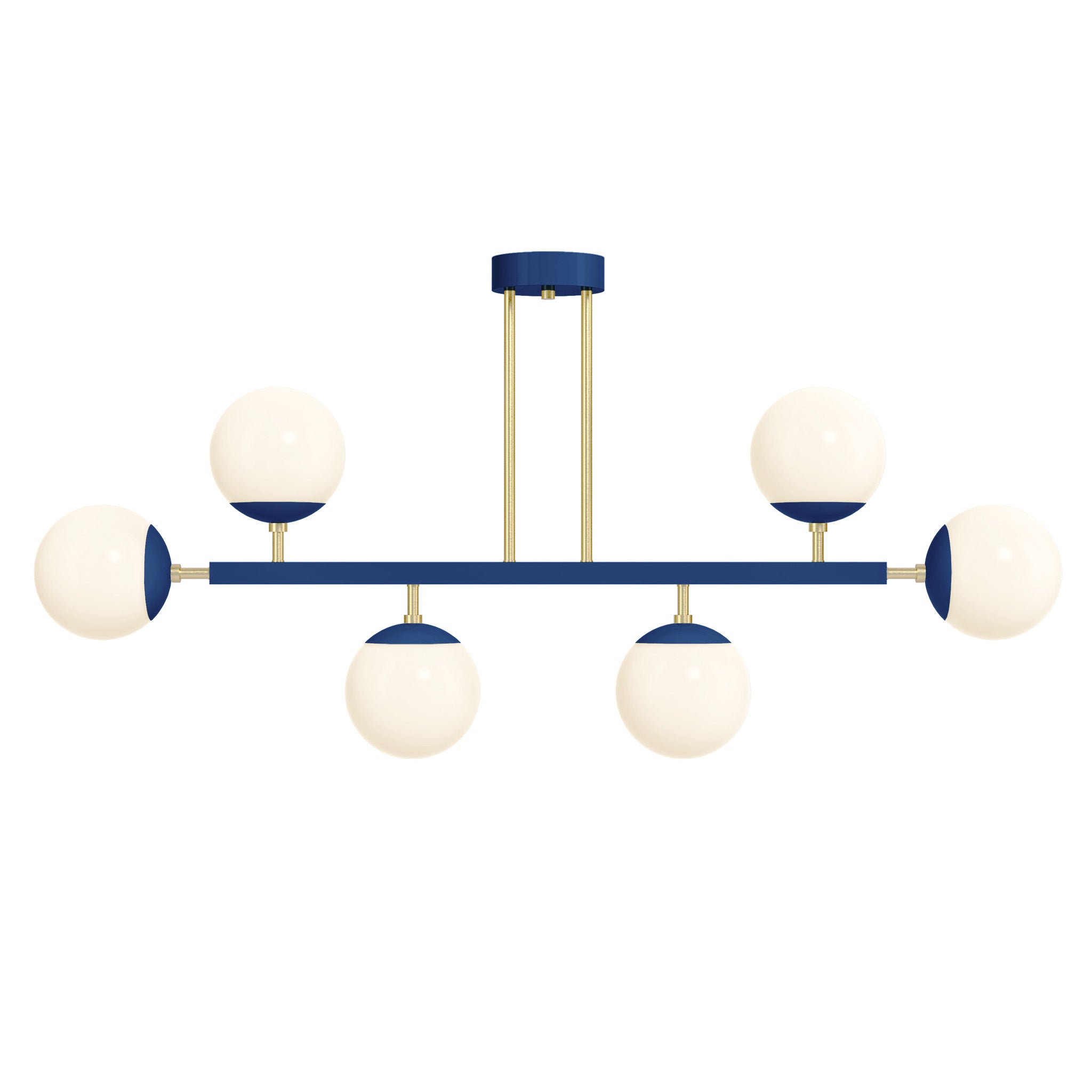 brass and cobalt Color Axia Globe Chandelier 46" Dutton Brown lighting