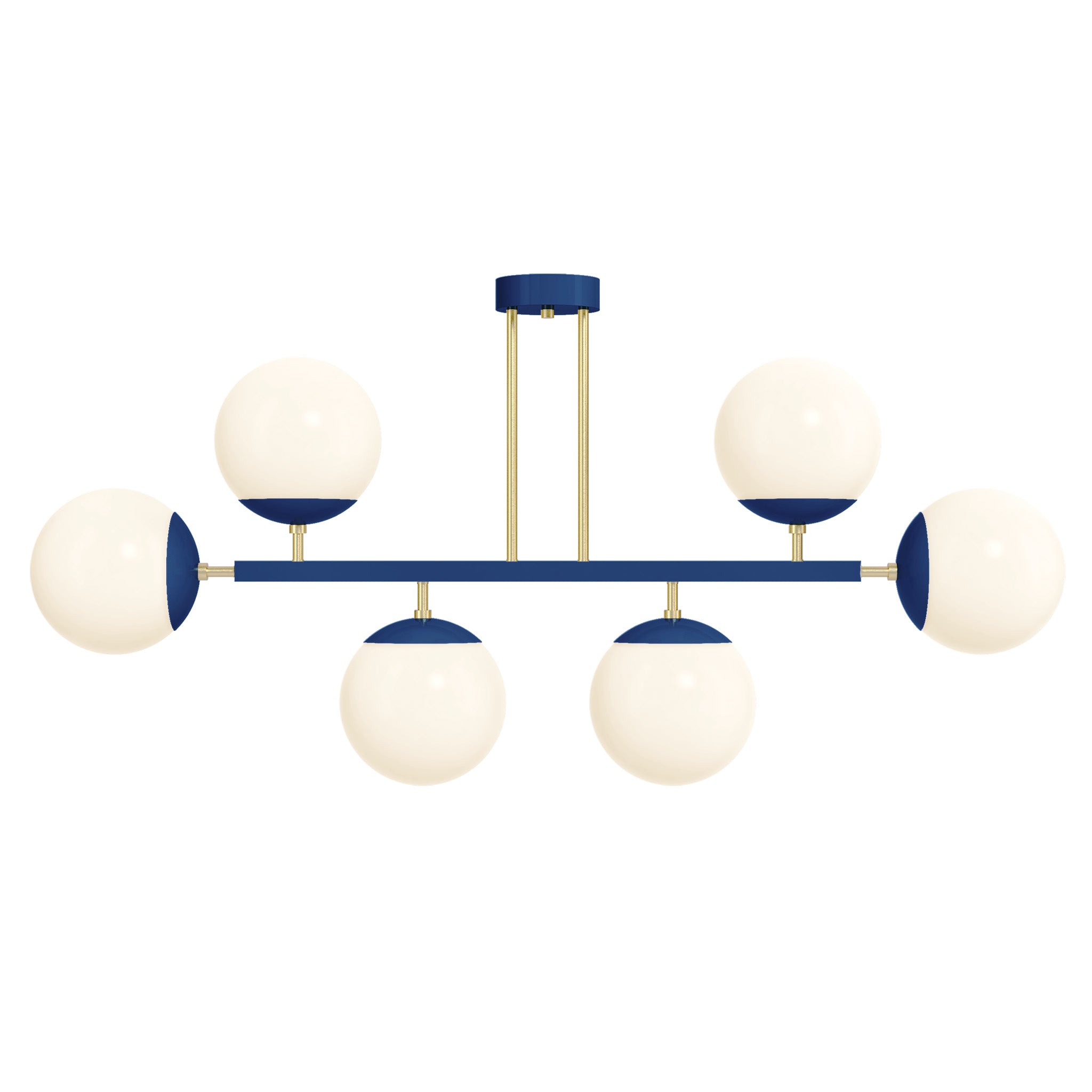 brass and cobalt Color Big Axia Globe Chandelier 50" Dutton Brown lighting