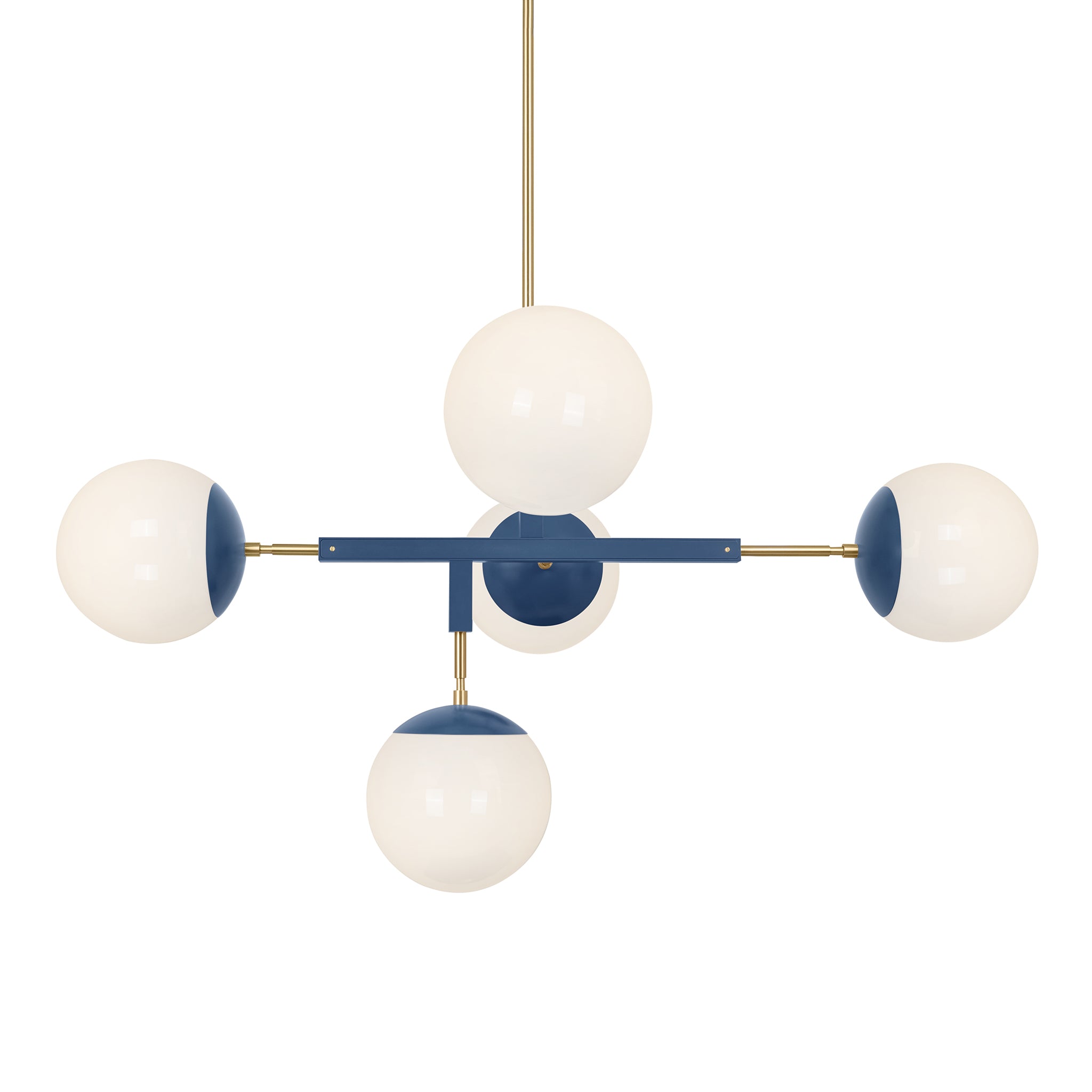 Brass and slate blue color Big Prisma chandelier 42" Dutton Brown lighting