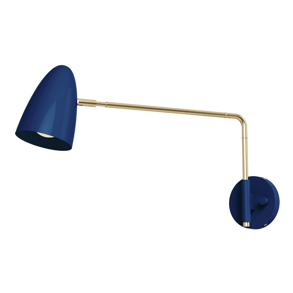 Brass and cobalt color Boom Swing Arm 17" sconce Dutton Brown lighting