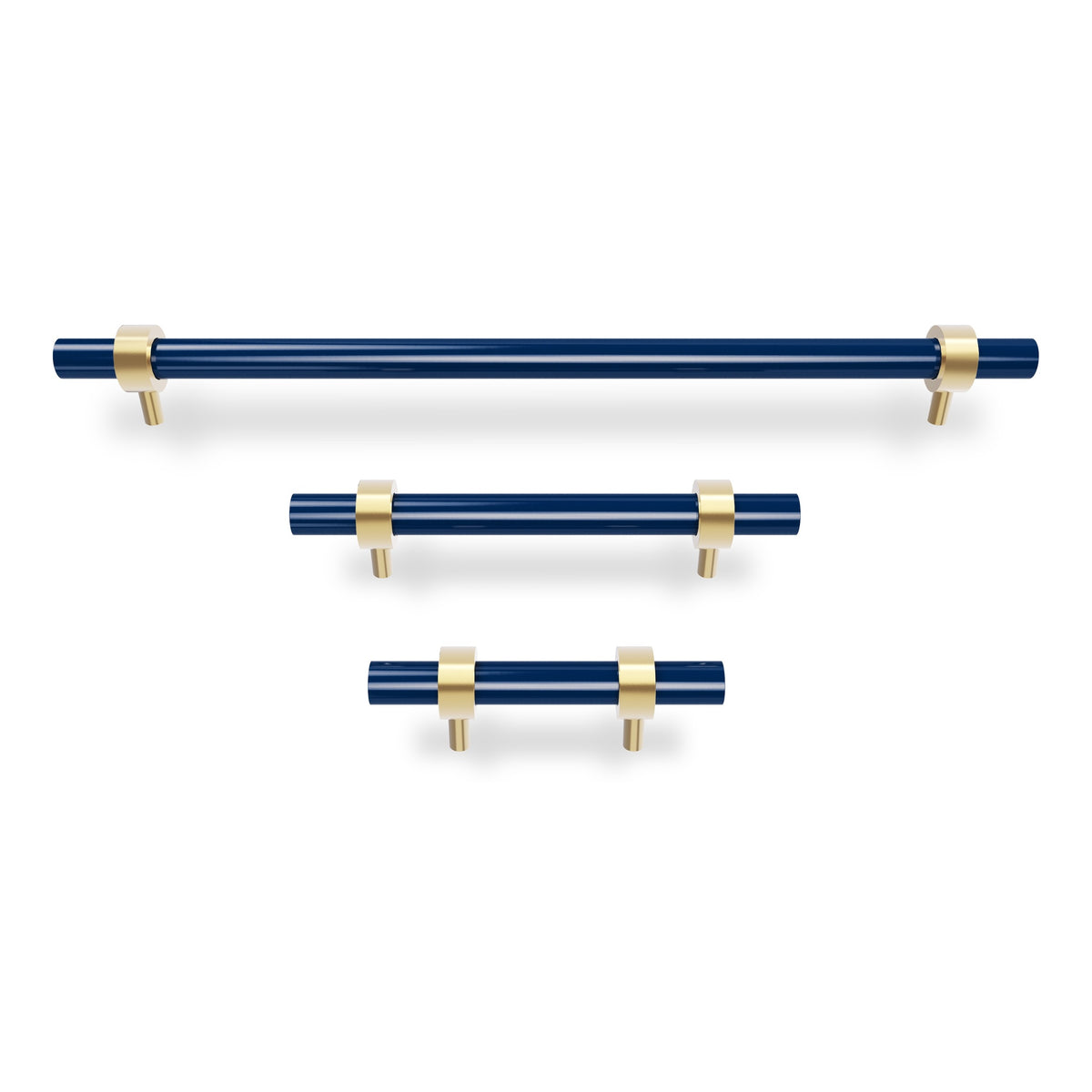 Brass and cobalt color Caliber pull Dutton Brown hardware