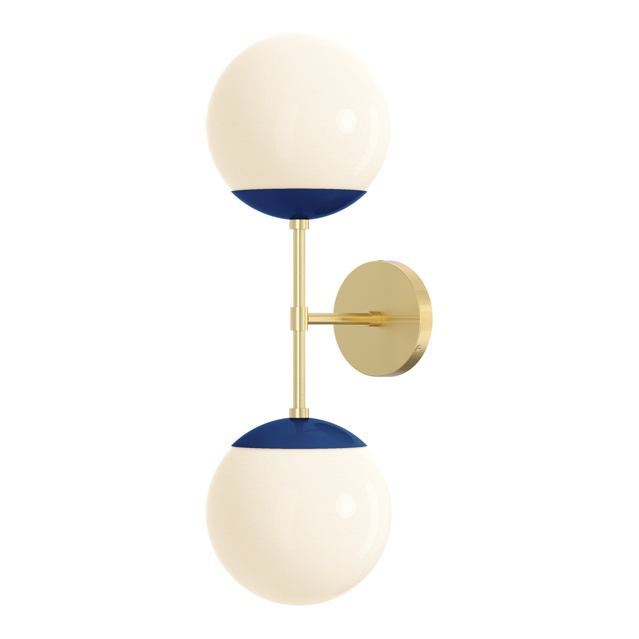 brass cobalt color cap double sconce 8" dutton brown lighting
