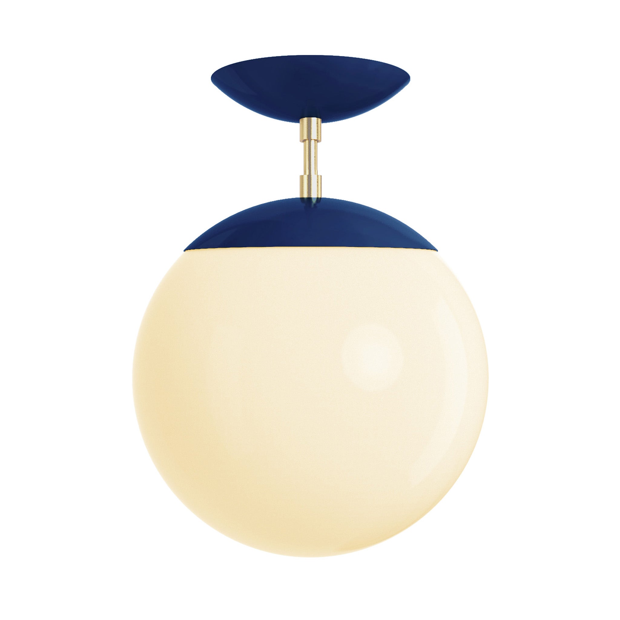Brass and cobalt cap globe flush mount 10" dutton brown lighting
