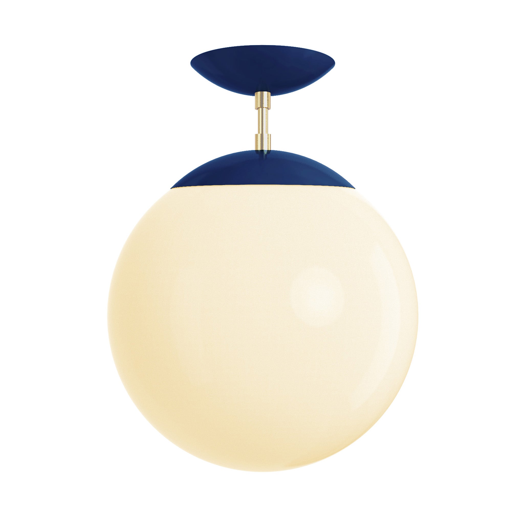 Brass and cobalt cap white globe flush mount 12" dutton brown lighting