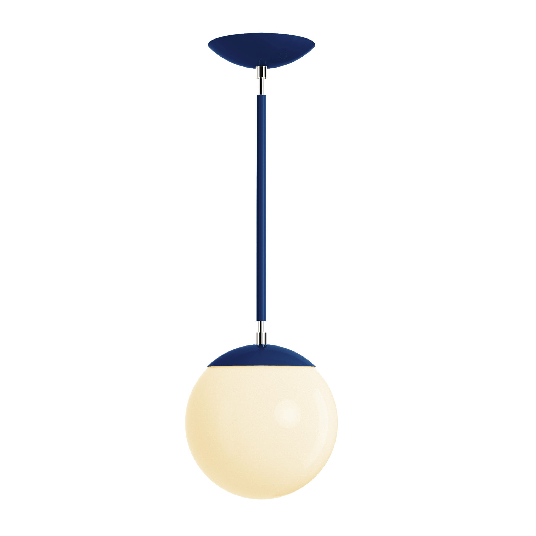 Polished nickel and cobalt cap globe pendant 8" dutton brown lighting