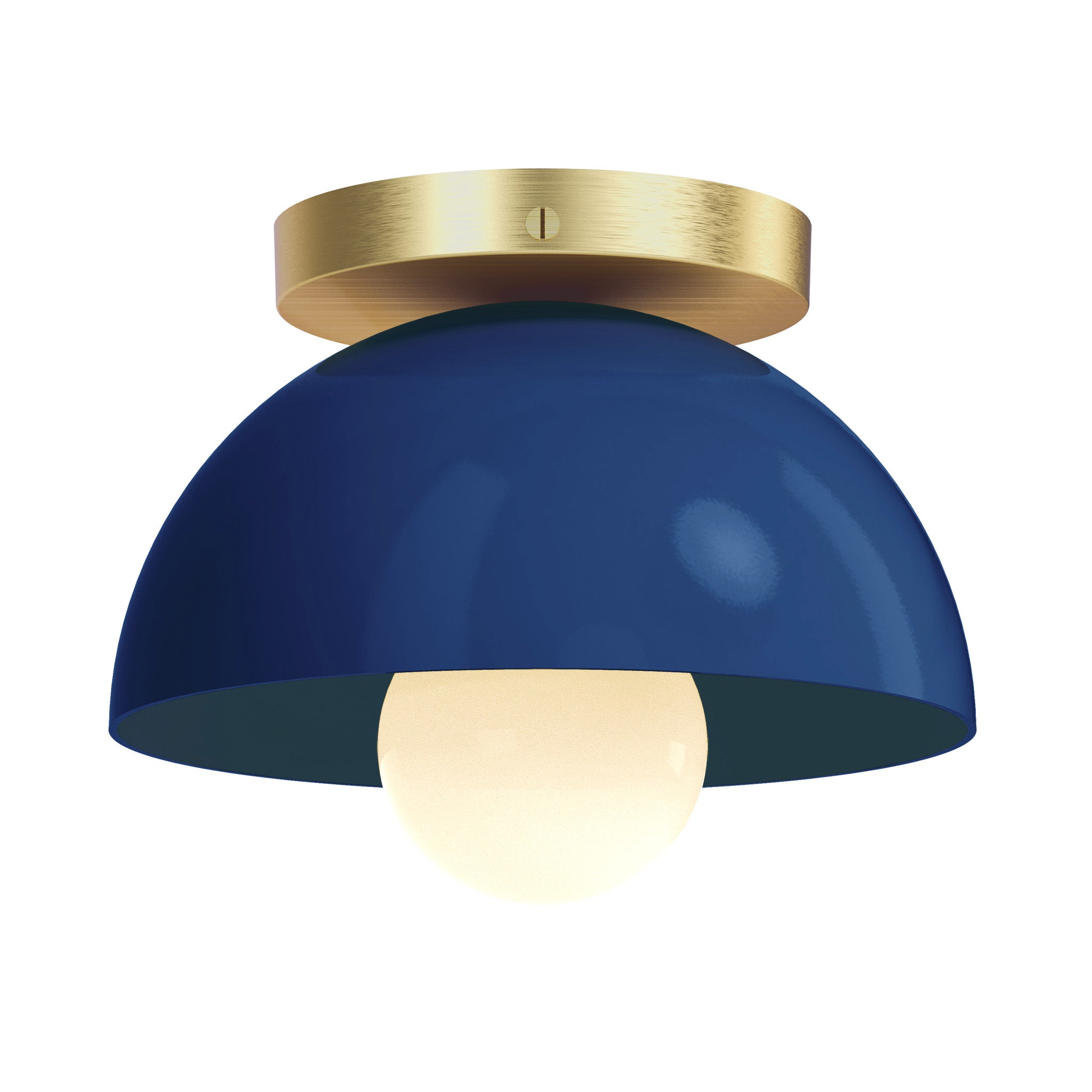 Brass and cobalt color Hemi flush mount 8" Dutton Brown lighting