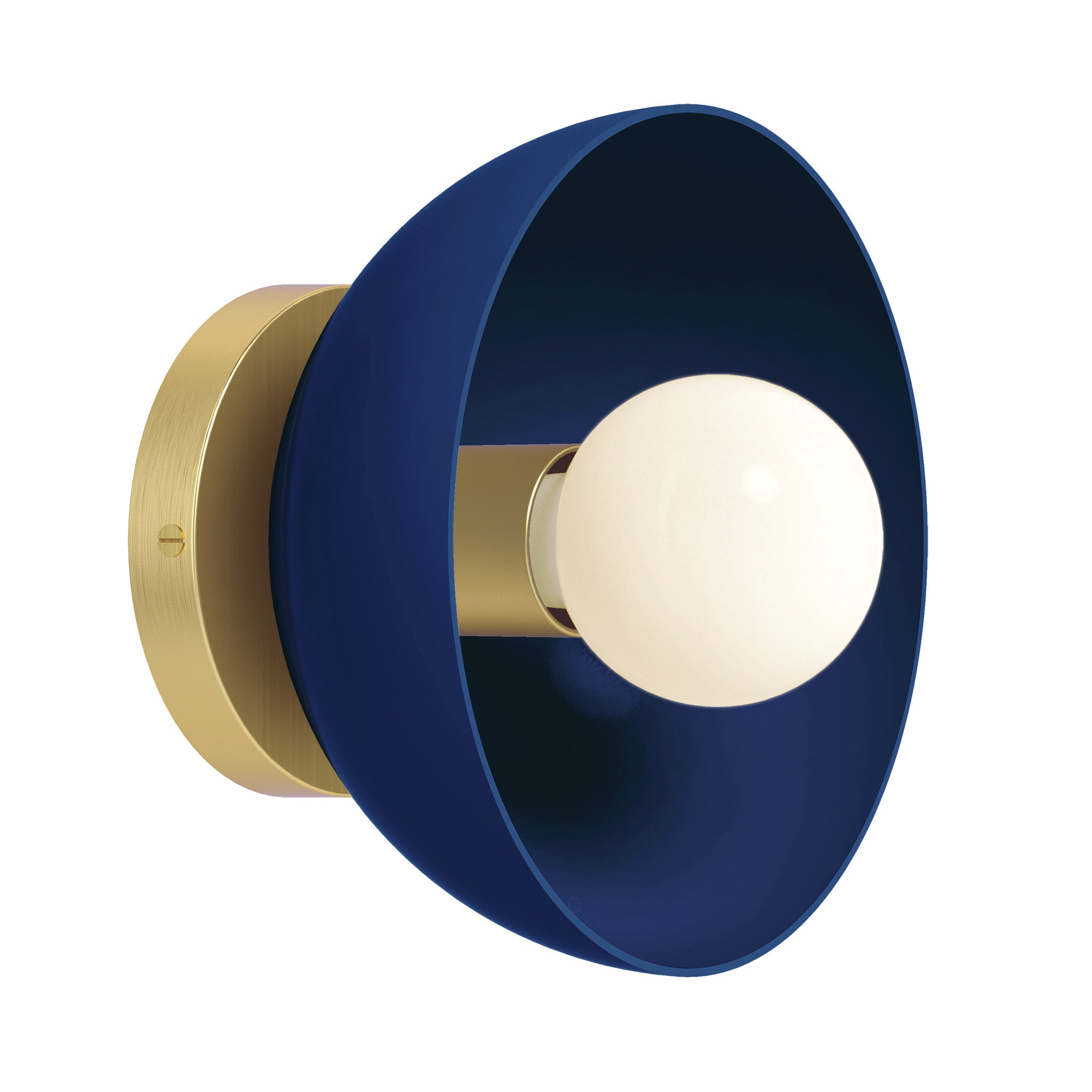 Brass and cobalt color Hemi sconce 8" Dutton Brown lighting