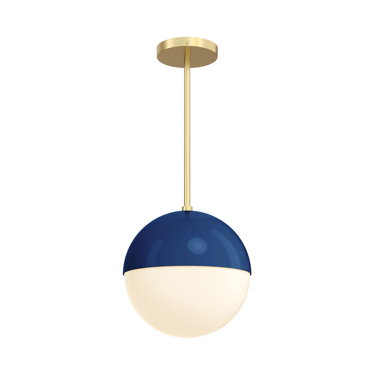 brass and cobalt lure globe pendant 10 inch dutton brown lighting