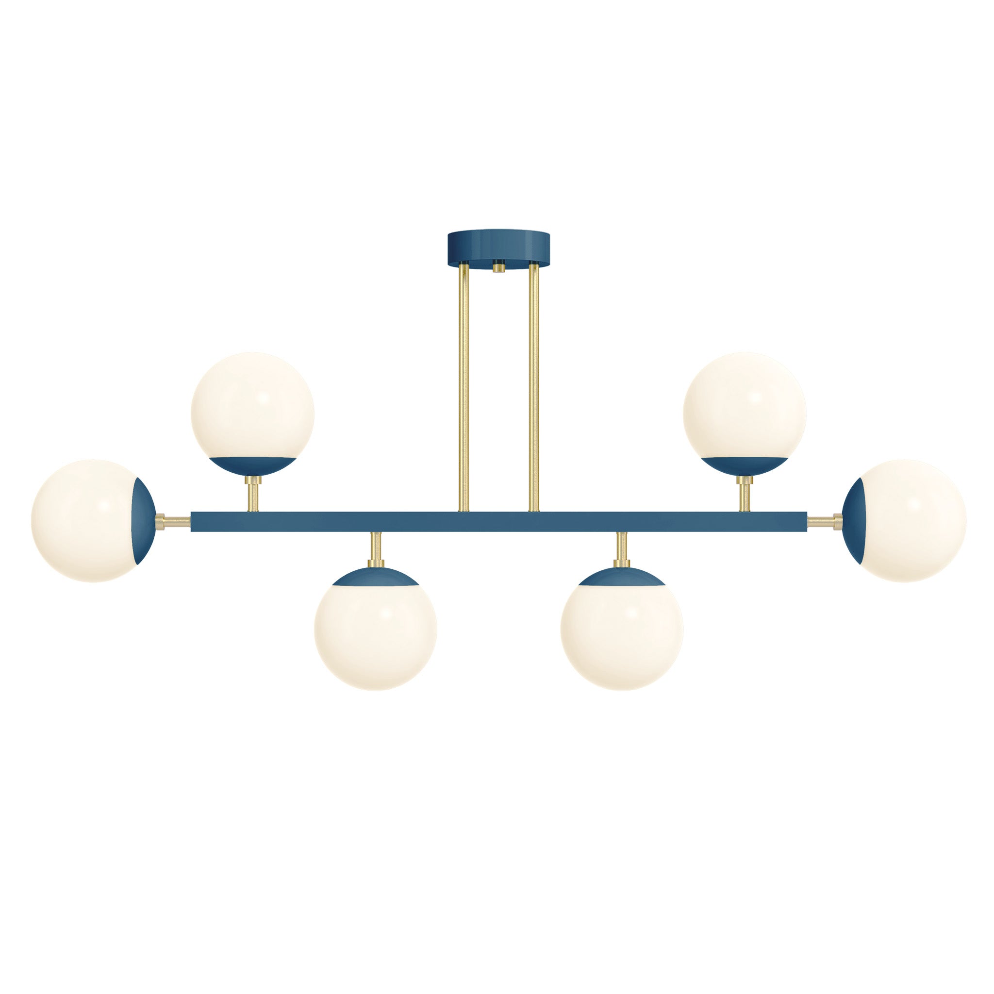 brass and slate blue Color Axia Globe Chandelier 46" Dutton Brown lighting