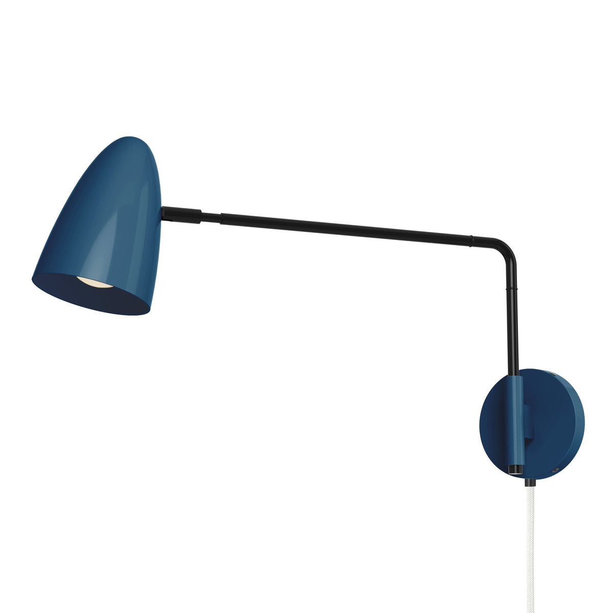 black slate blue color boom swing arm plug-in sconce 17" arm dutton brown lighting