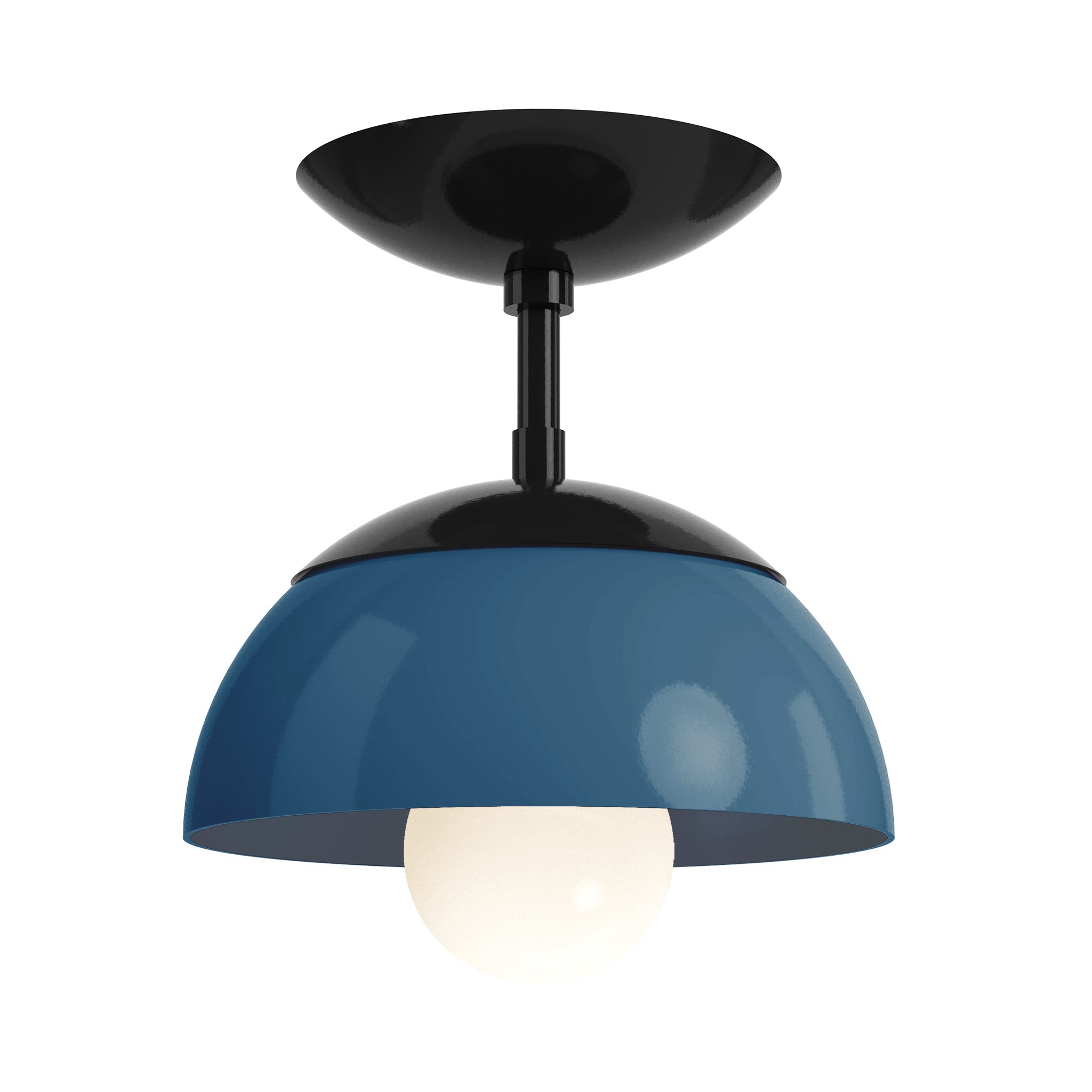 black slate blue color cadbury flush mount 8" dutton brown lighting