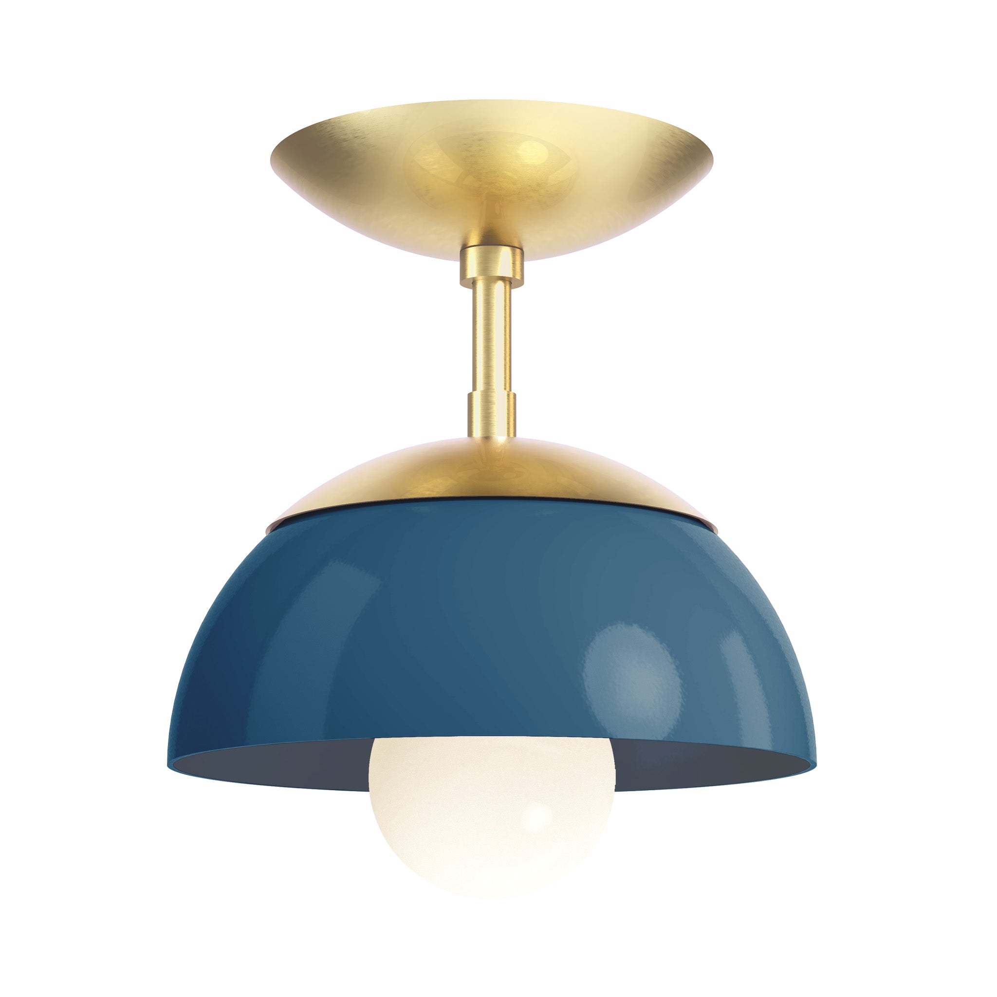 brass slate blue color cadbury flush mount 8" dutton brown lighting