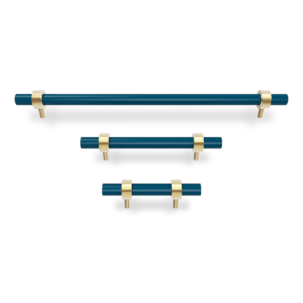 Brass and slate blue color Caliber pull Dutton Brown hardware