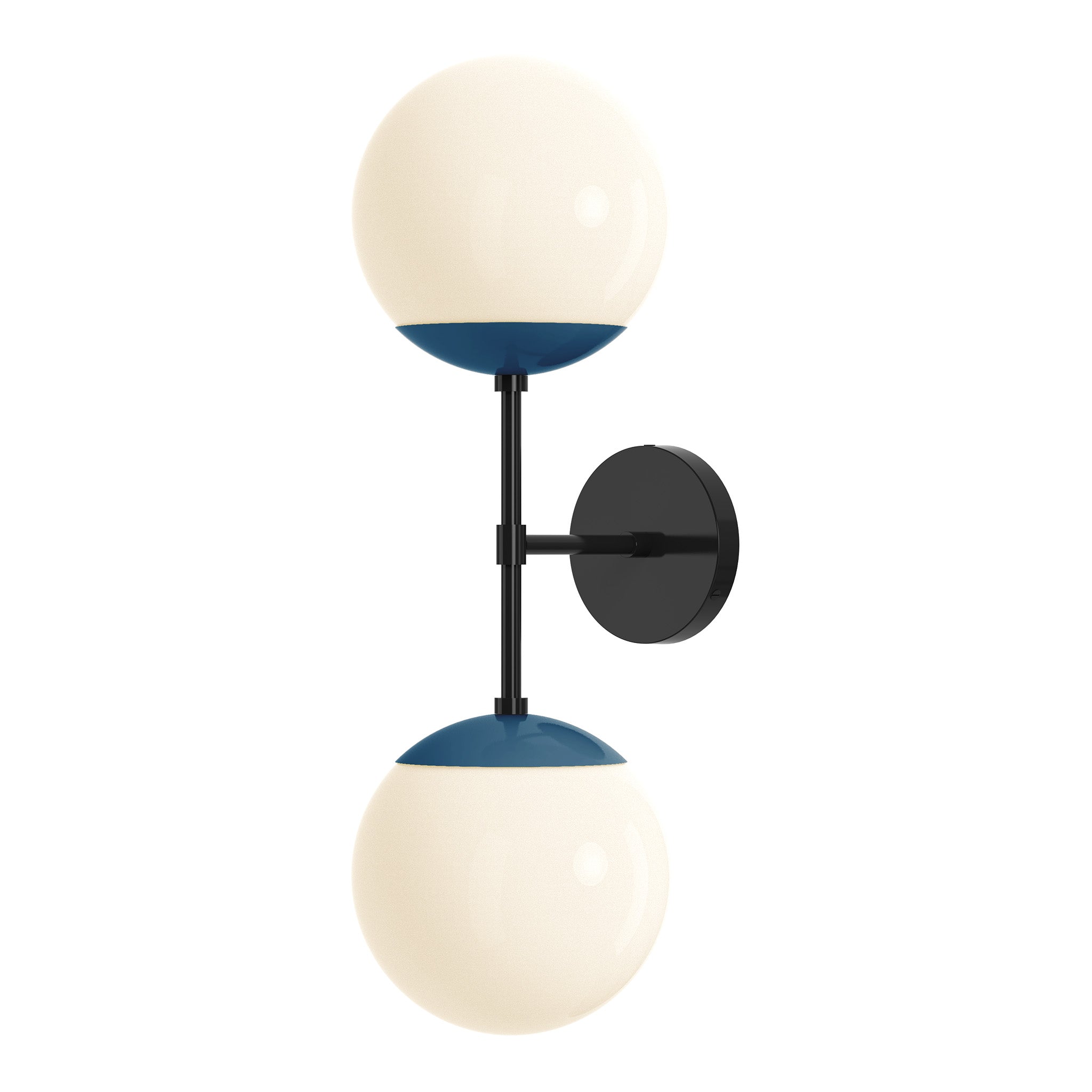 black slate blue color cap double sconce 8" dutton brown lighting