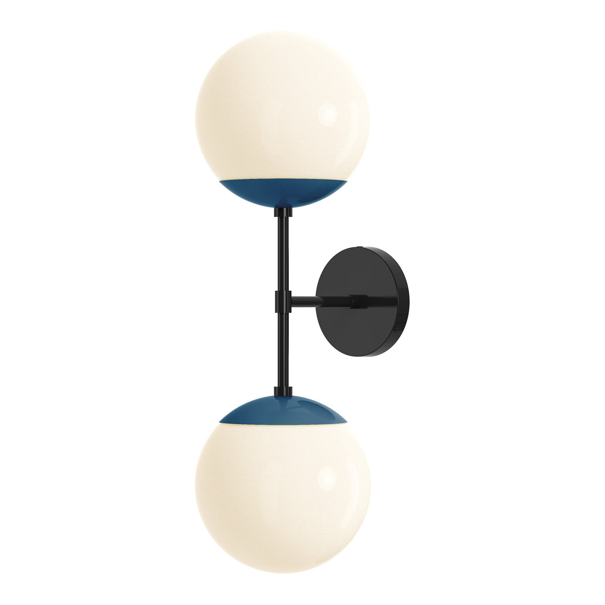 black slate blue color cap double sconce 8" dutton brown lighting