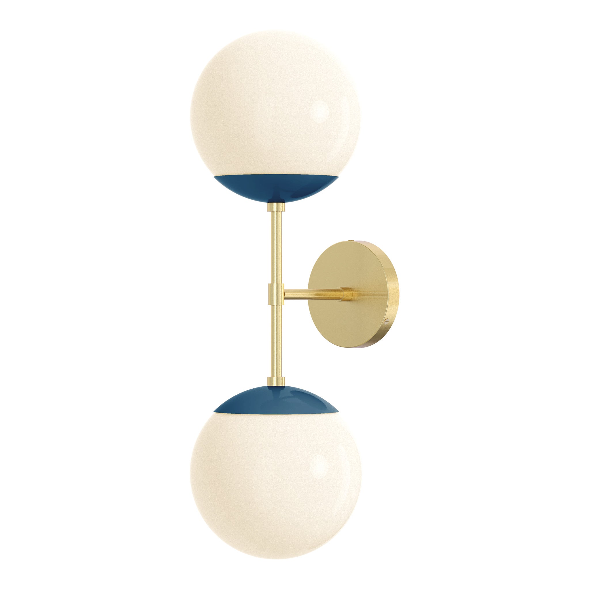 brass slate blue color cap double sconce 8" dutton brown lighting