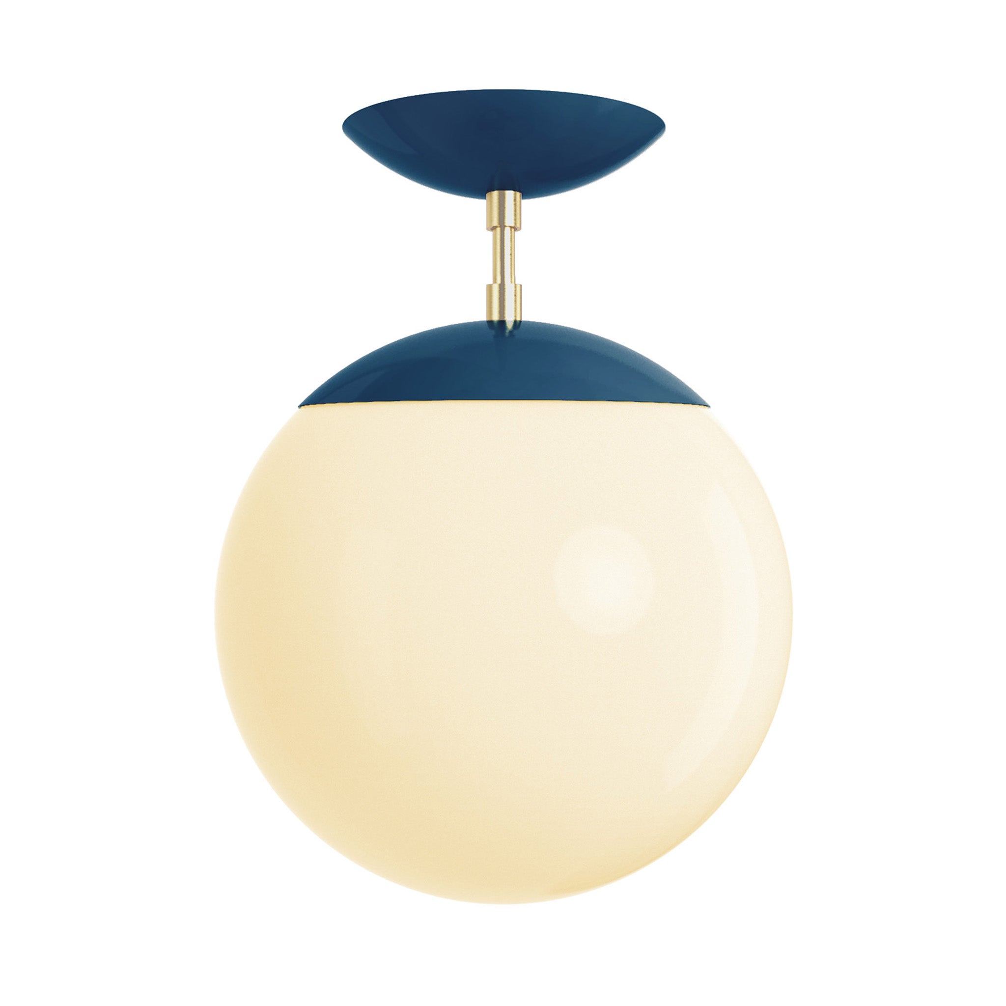 Brass and slate blue cap globe flush mount 10" dutton brown lighting