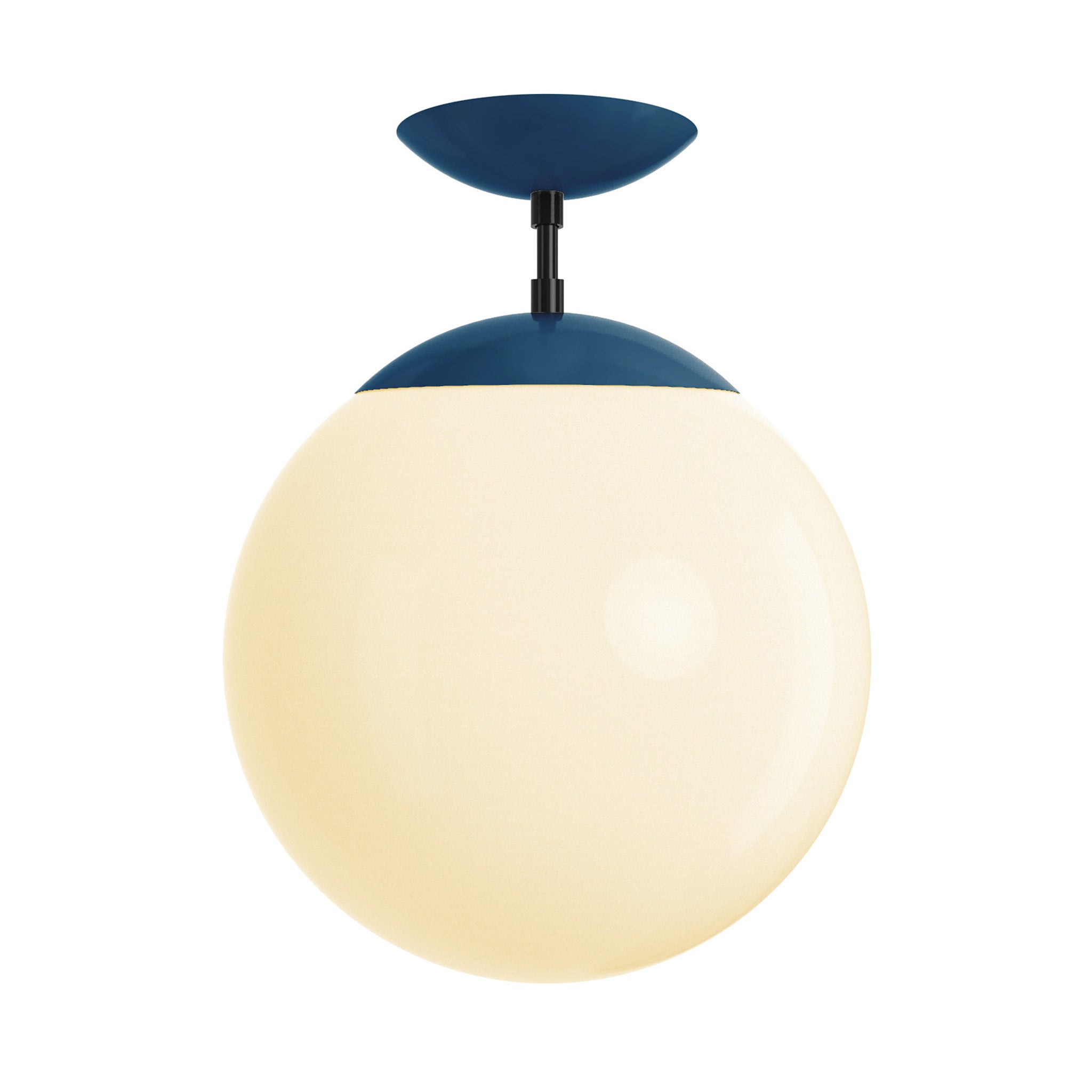 Black and slate blue cap white globe flush mount 12" dutton brown lighting