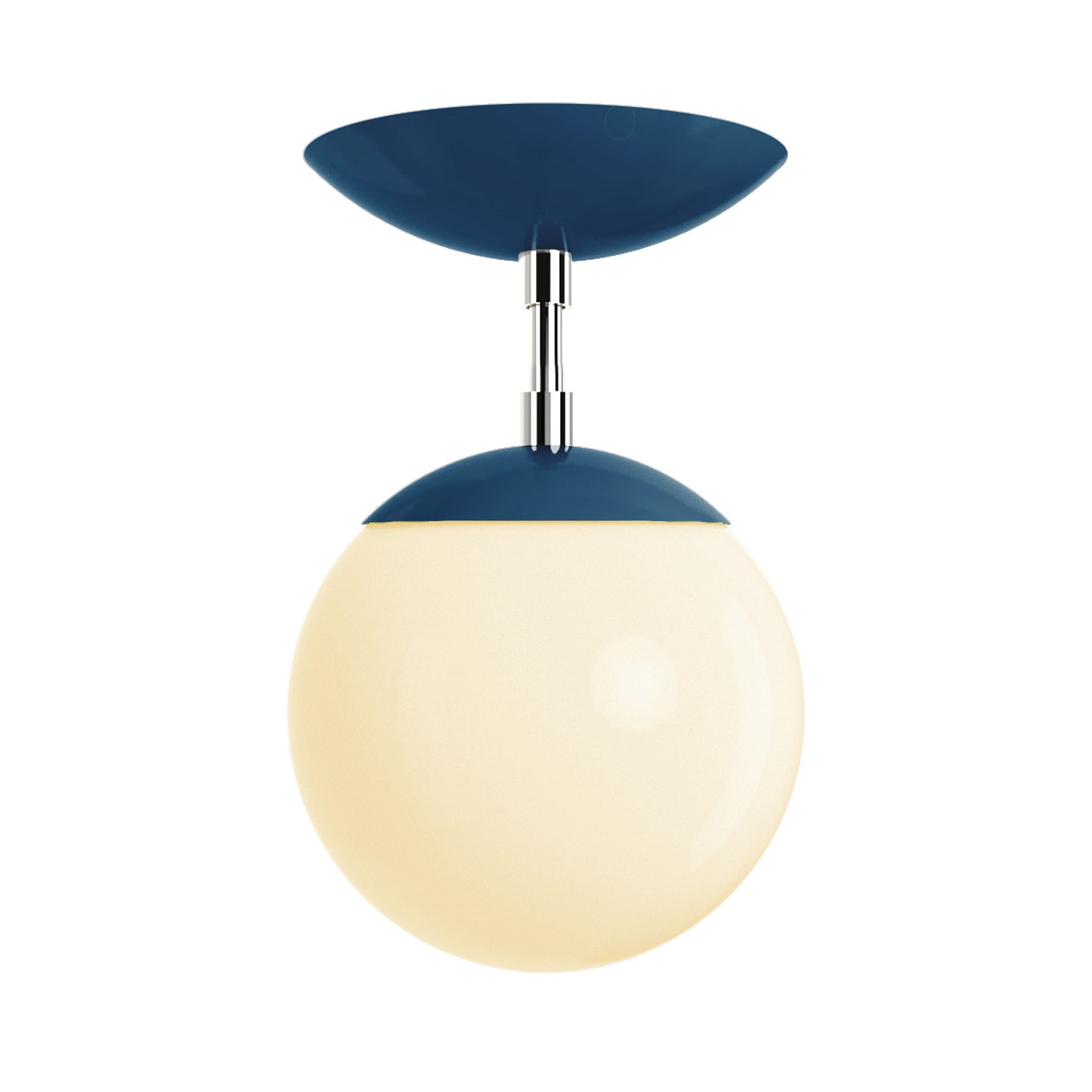 Polished nickel and slate blue cap globe flush mount 6" dutton brown lighting