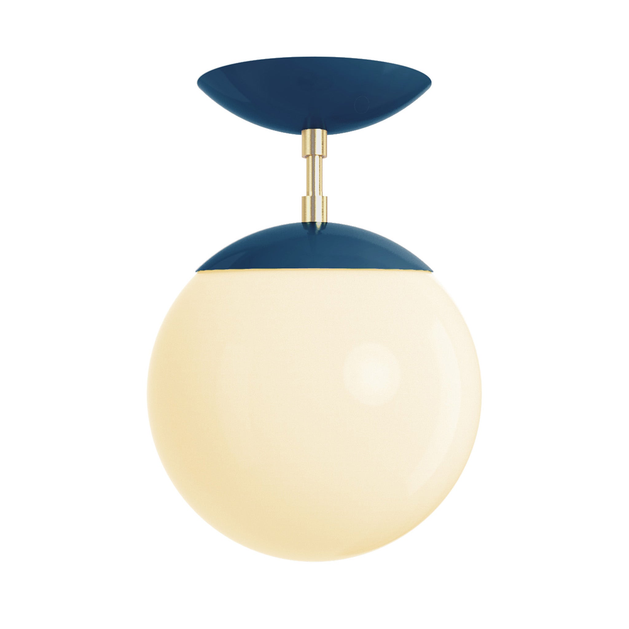 Brass and slate blue cap globe flush mount 8" dutton brown lighting