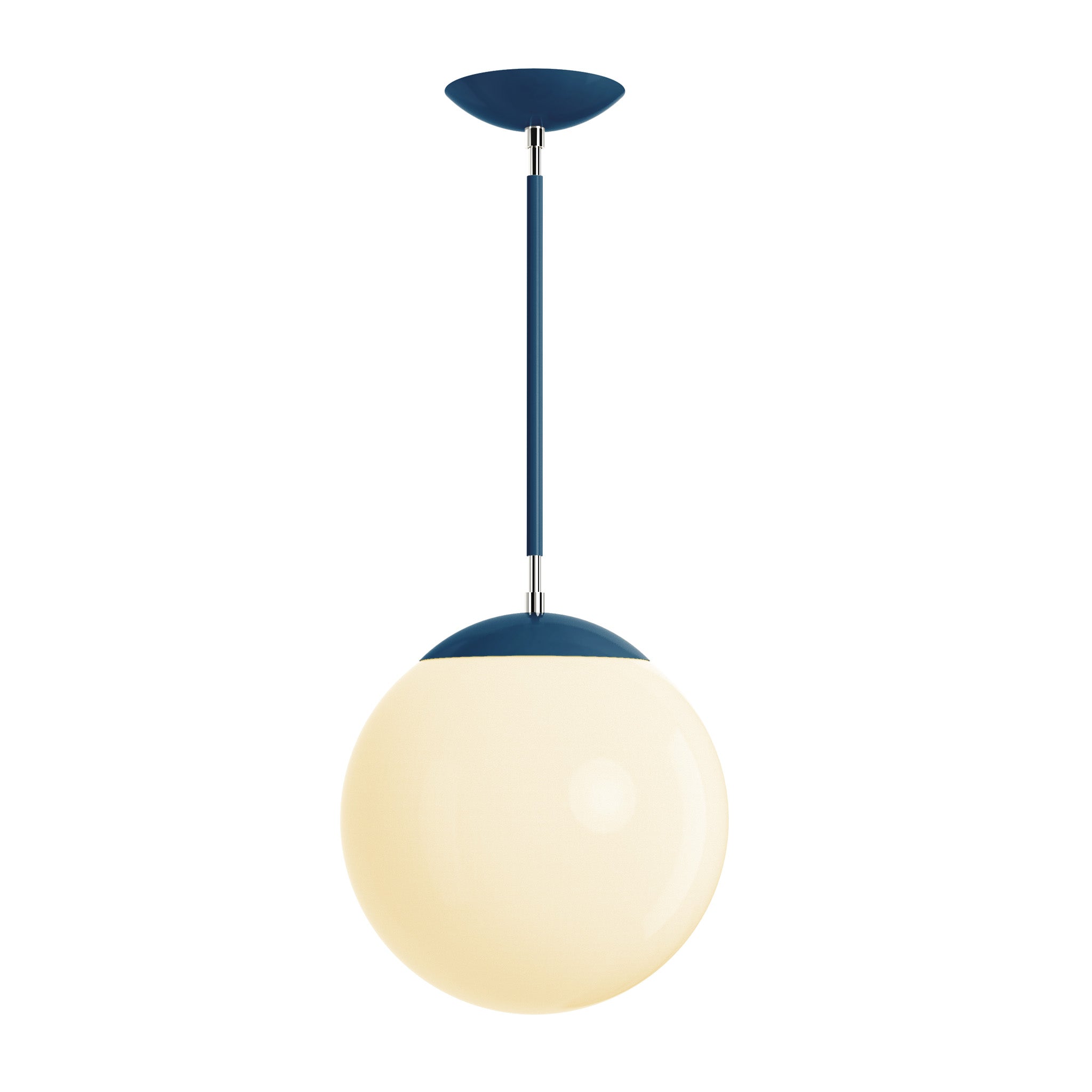 Polished nickel and slate blue cap globe pendant 12" dutton brown lighting