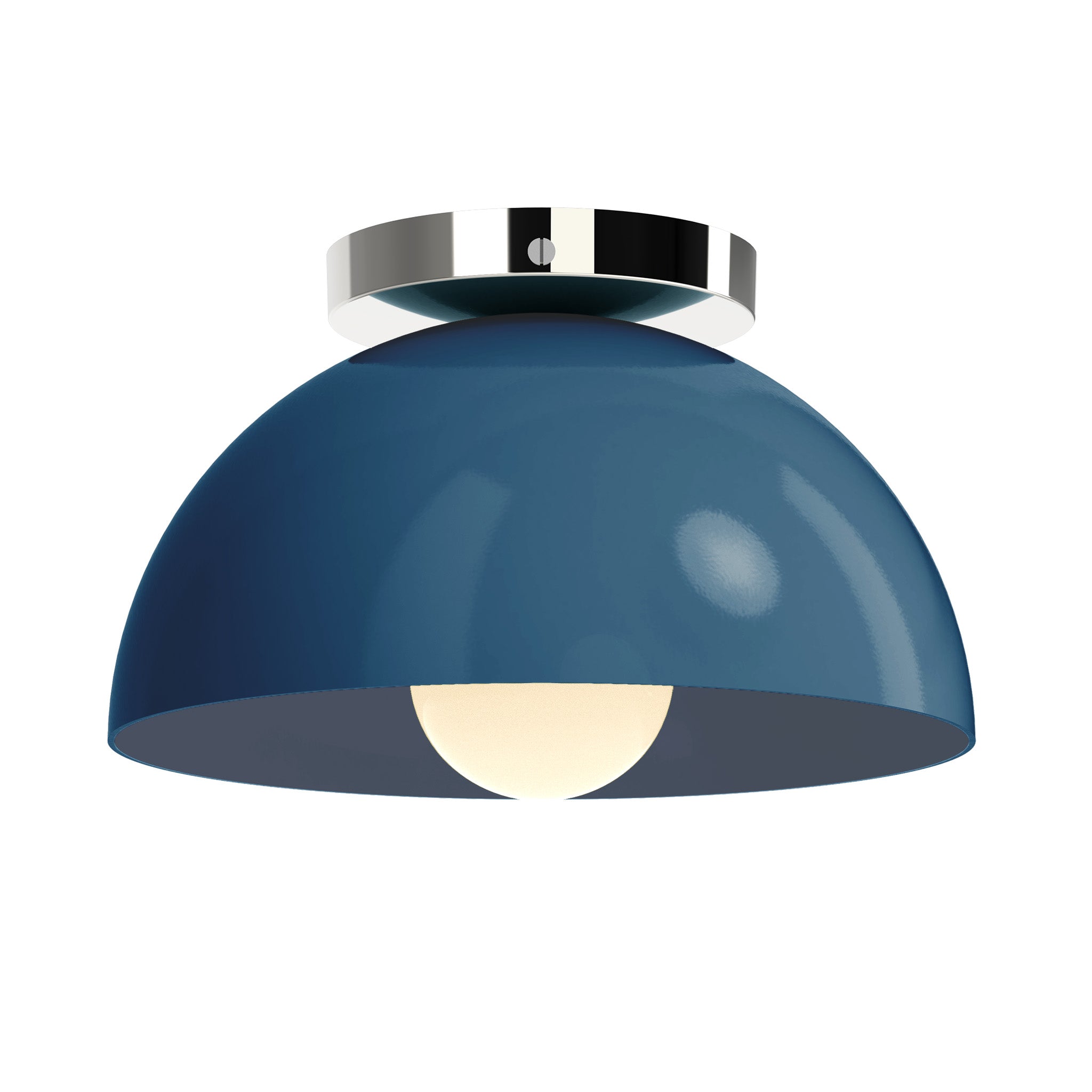 nickel and slate blue color Hemi flush mount 10" Dutton Brown lighting