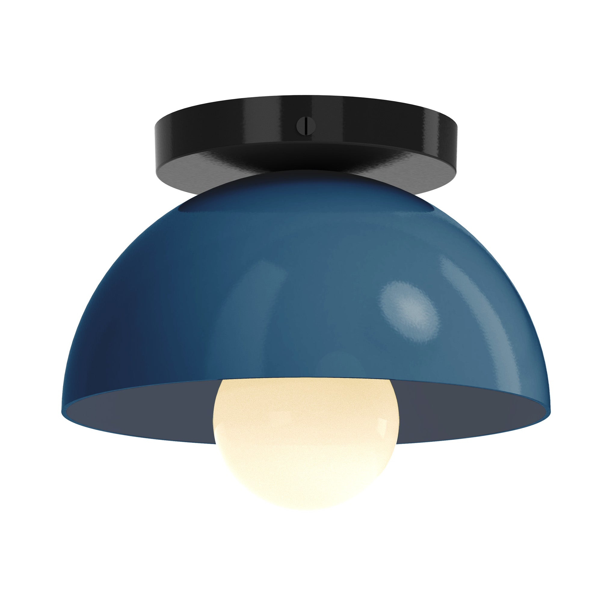 Black and slate blue color Hemi flush mount 8" Dutton Brown lighting