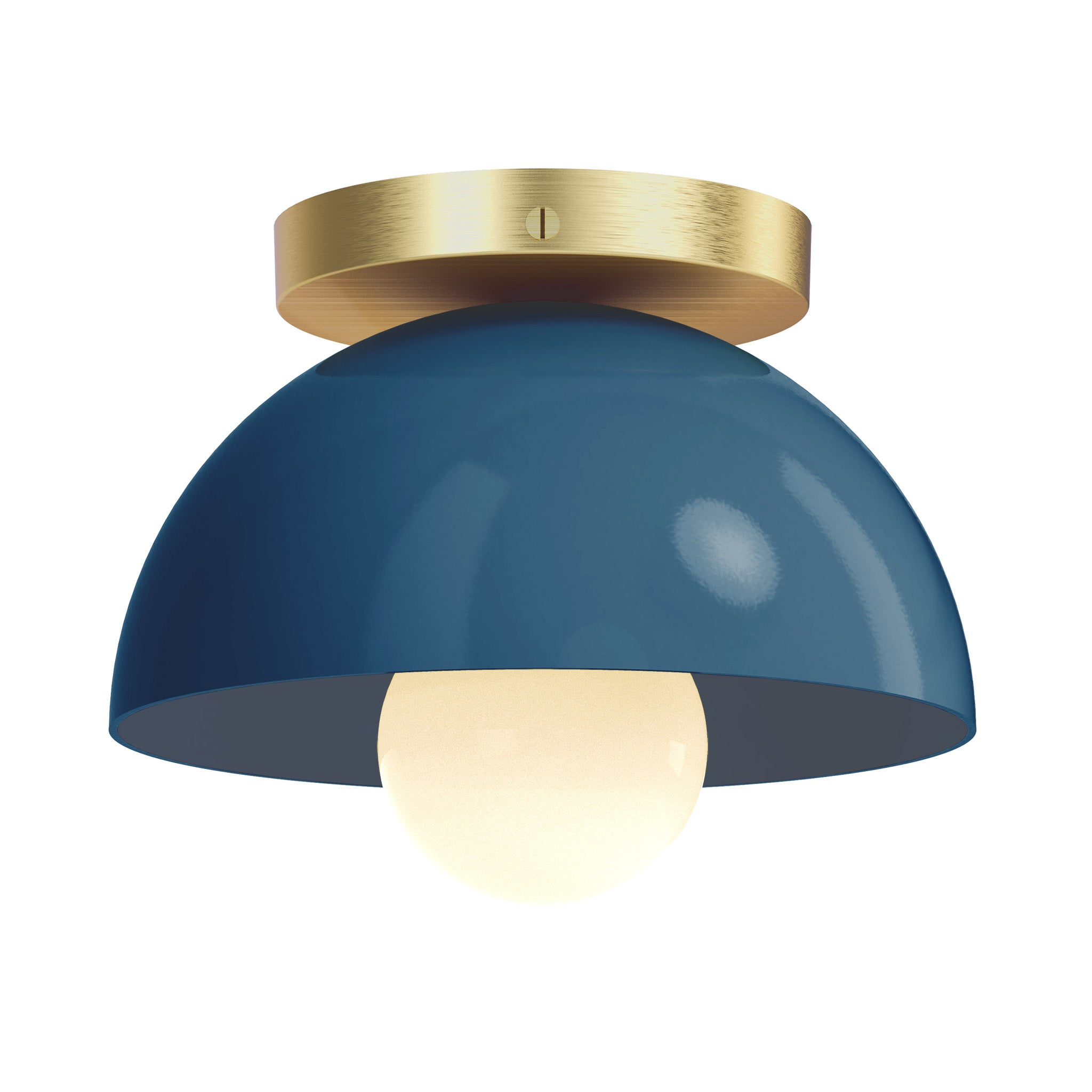 Brass and slate blue color Hemi flush mount 8" Dutton Brown lighting