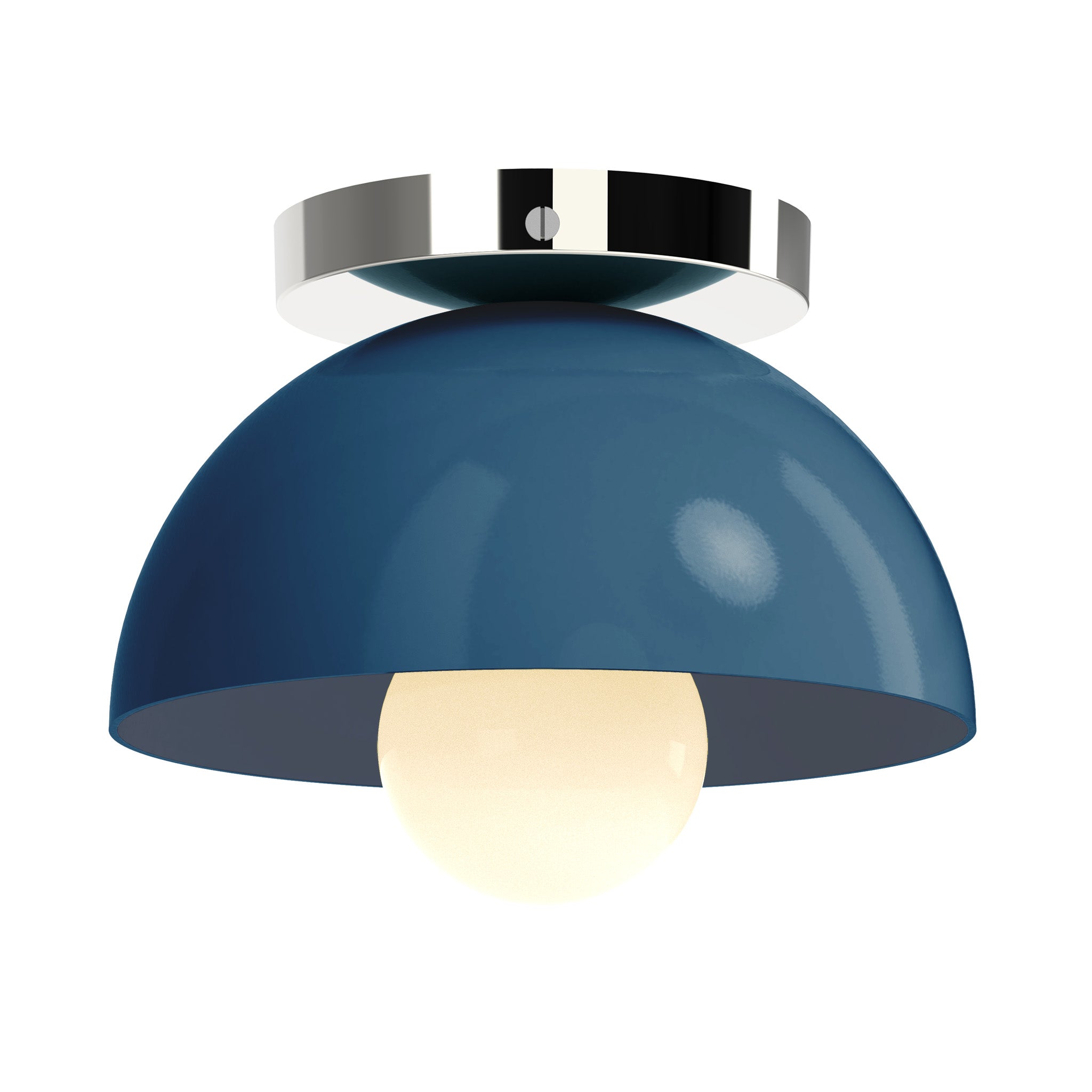 Nickel and slate blue color Hemi flush mount 8" Dutton Brown lighting