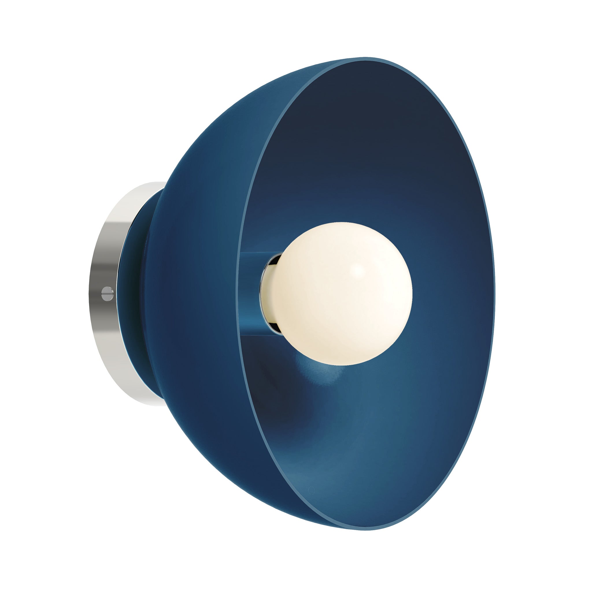 Nickel and slate blue color hemi dome wall sconce 10" dutton brown lighting