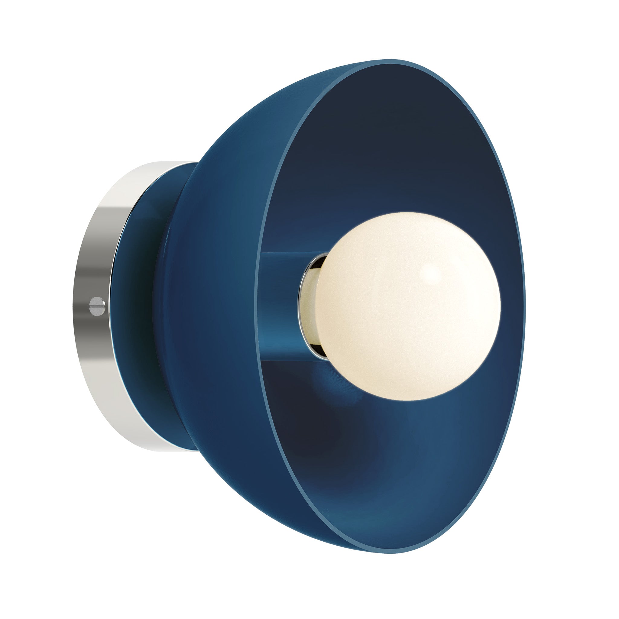 Nickel and slate blue color Hemi sconce 8" Dutton Brown lighting