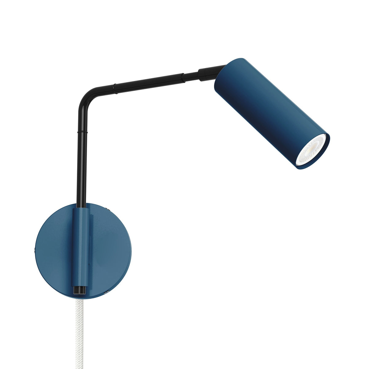 black slate blue color reader swing arm plug-in sconce - 9" arm dutton brown lighting
