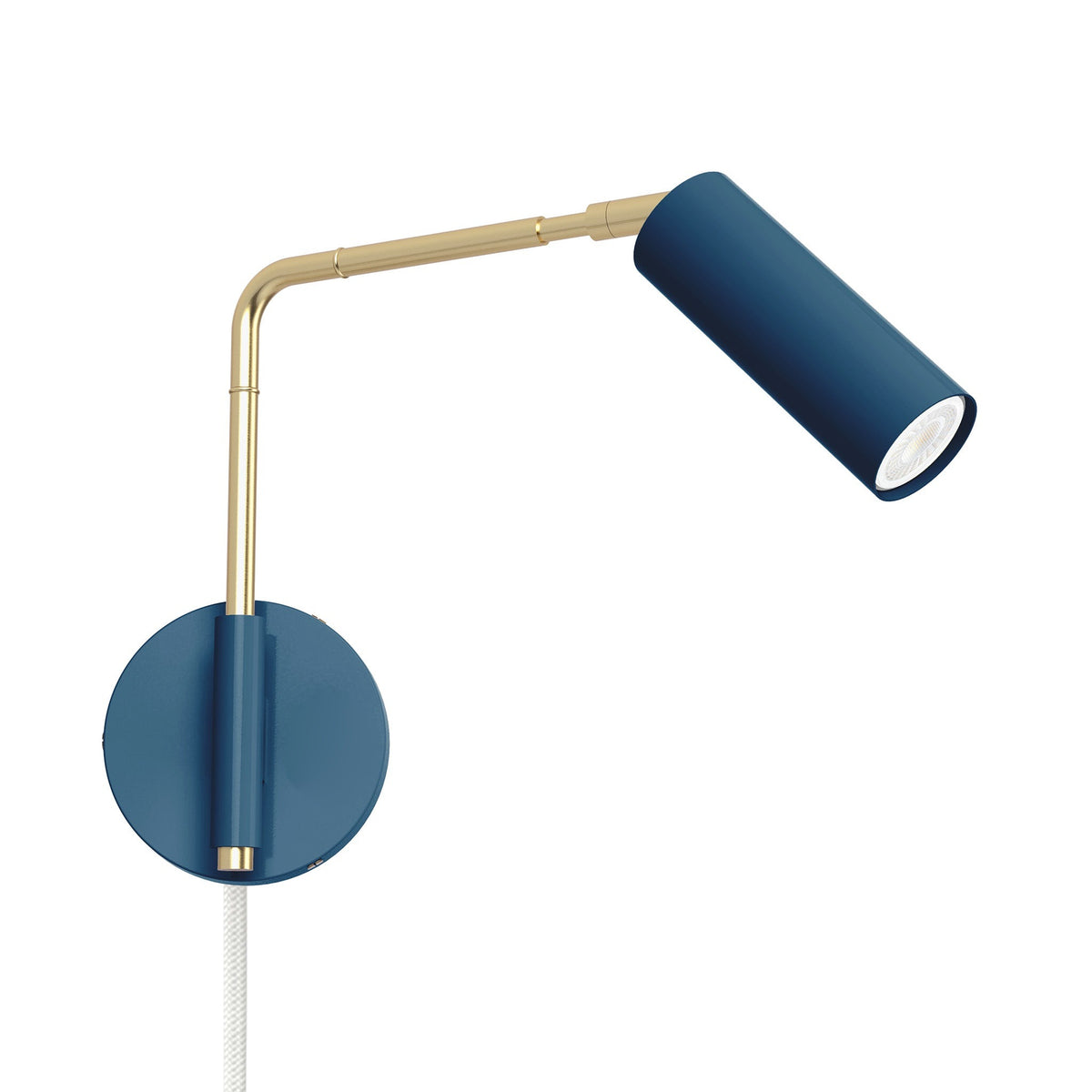 brass slate blue color reader swing arm plug-in sconce - 9" arm dutton brown lighting