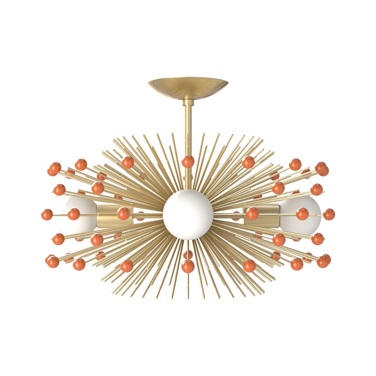 Brass and orange color Beaded Urchin flush mount 20" Dutton Brown lighting