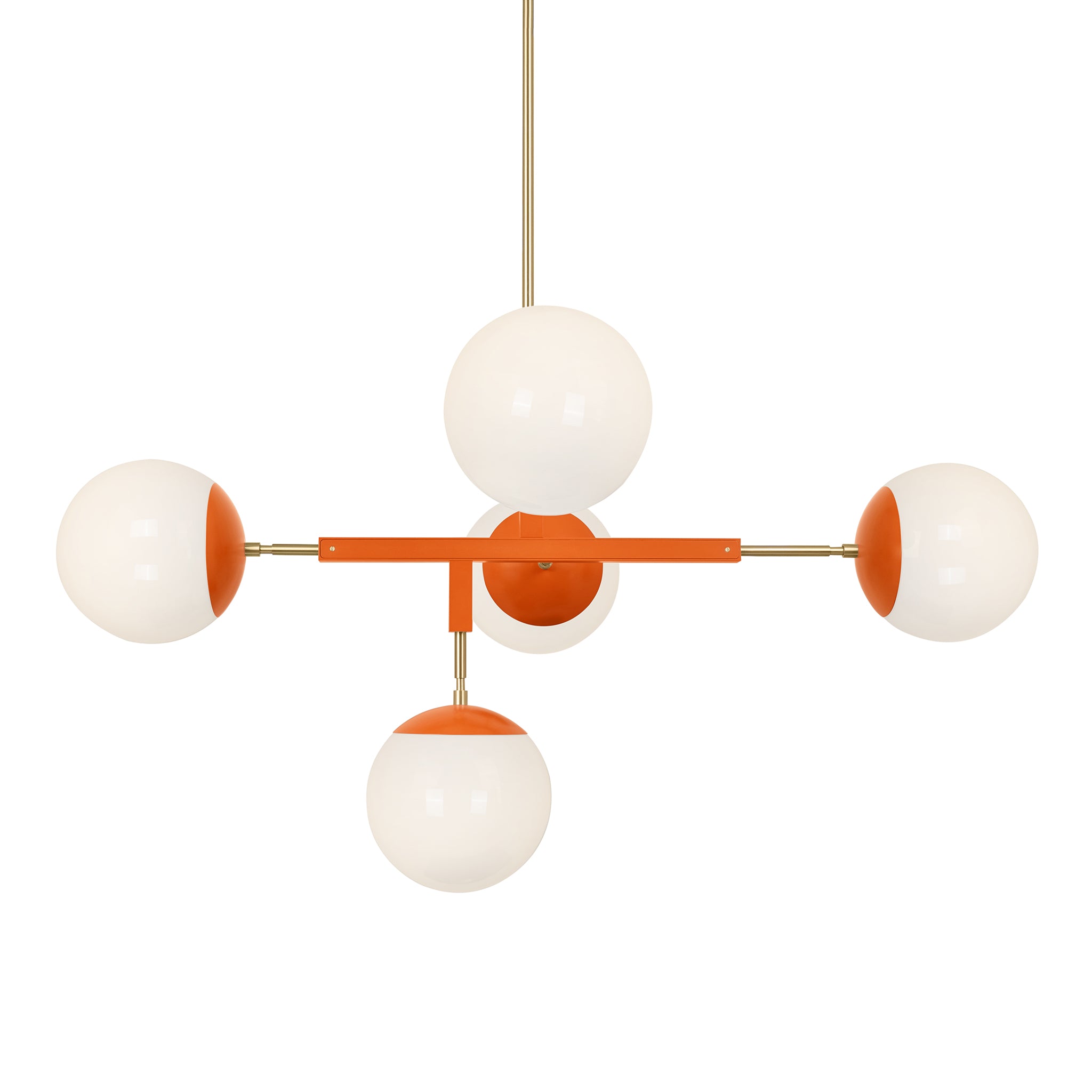 Brass and orange color Big Prisma chandelier 42" Dutton Brown lighting