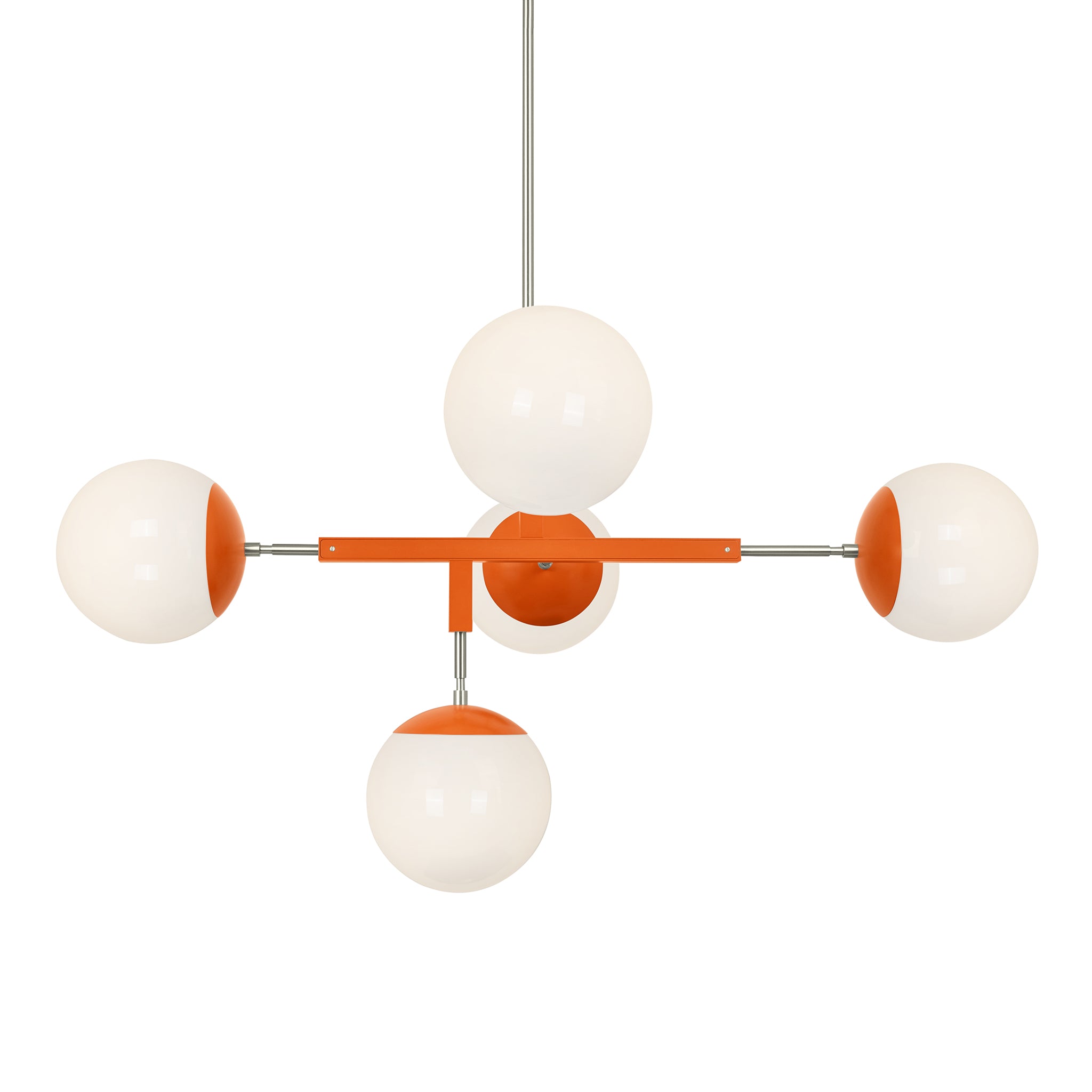 Nickel and orange color Big Prisma chandelier 42" Dutton Brown lighting