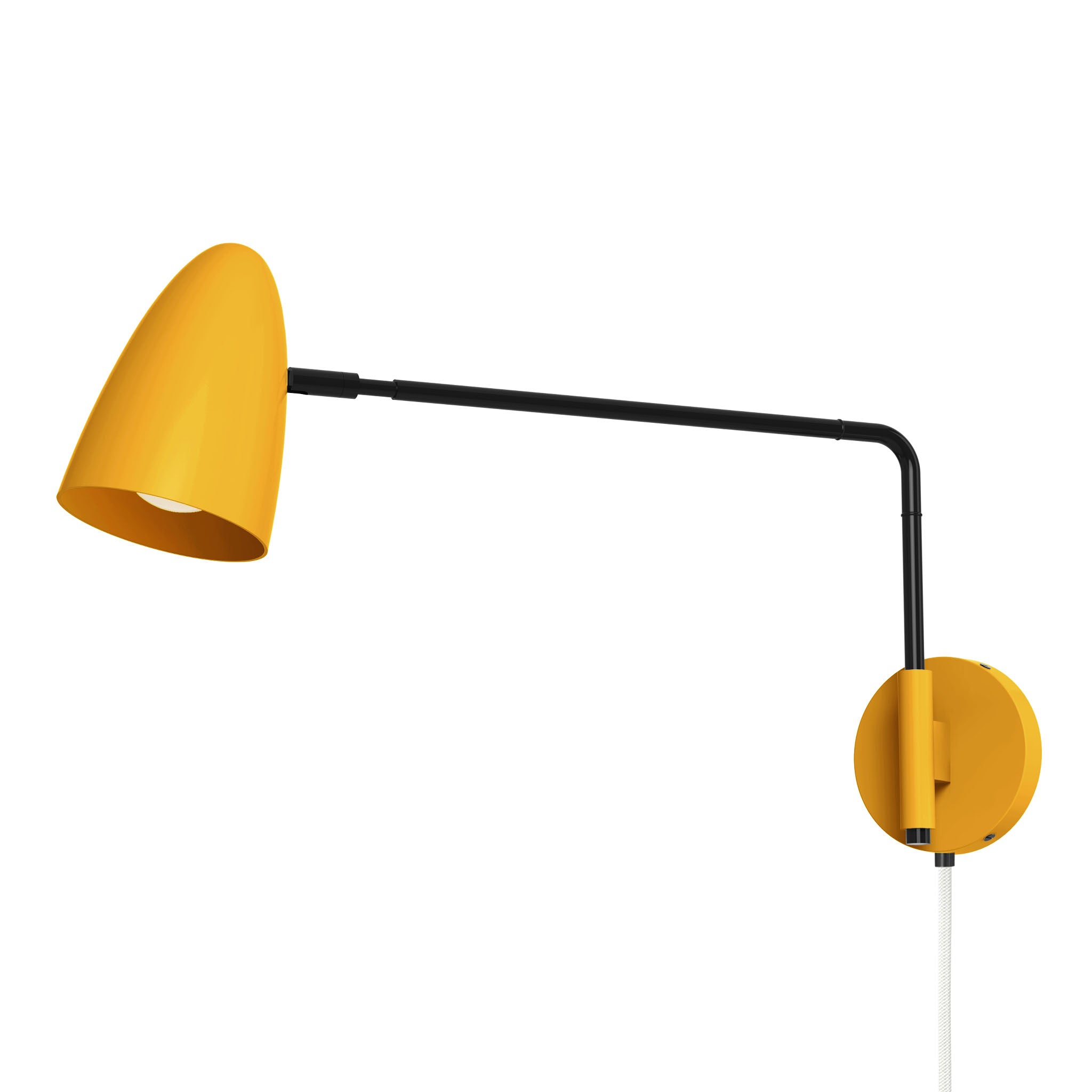 black ochre color boom swing arm plug-in sconce 17" arm dutton brown lighting