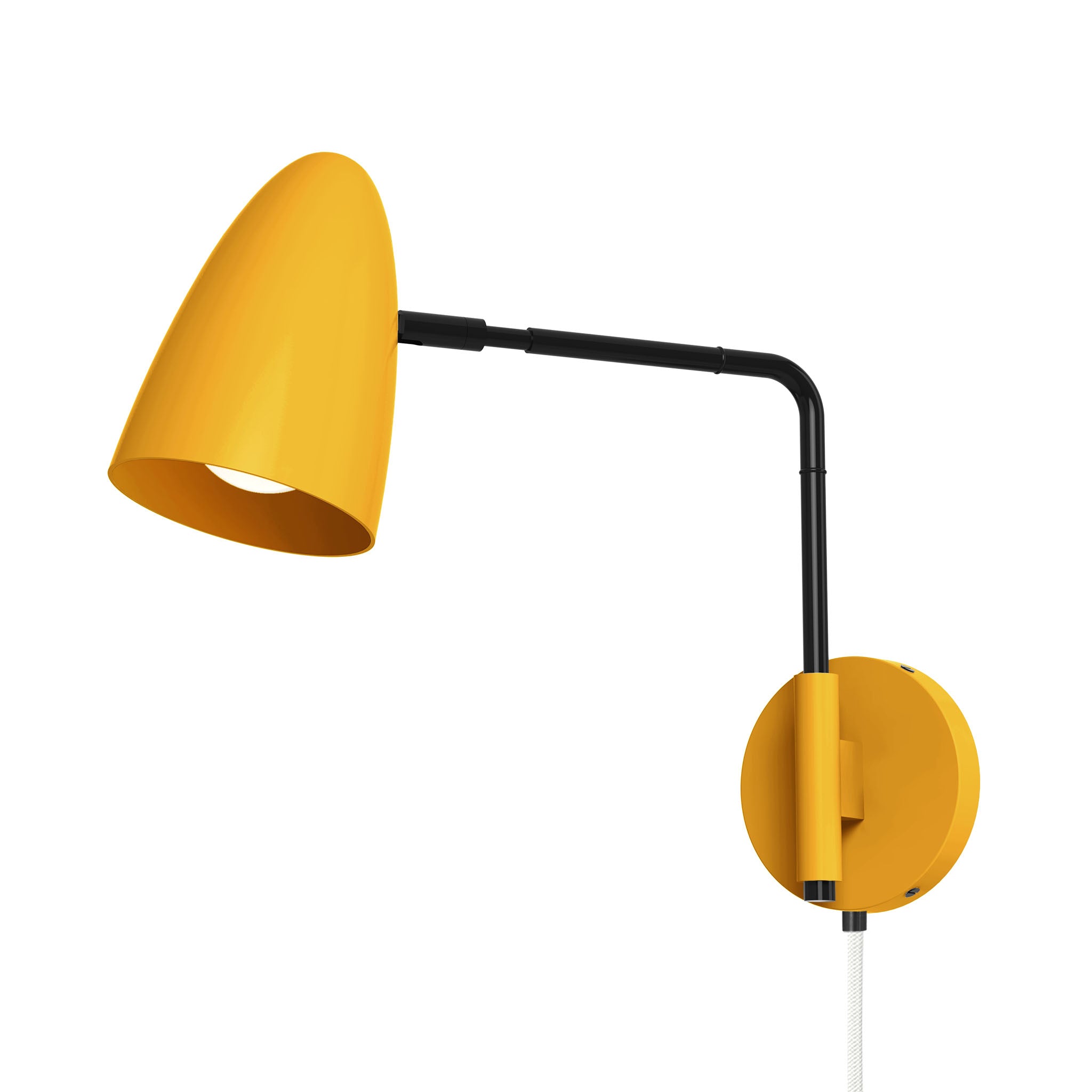black ochre color boom swing arm plug-in sconce 9" arm dutton brown lighting