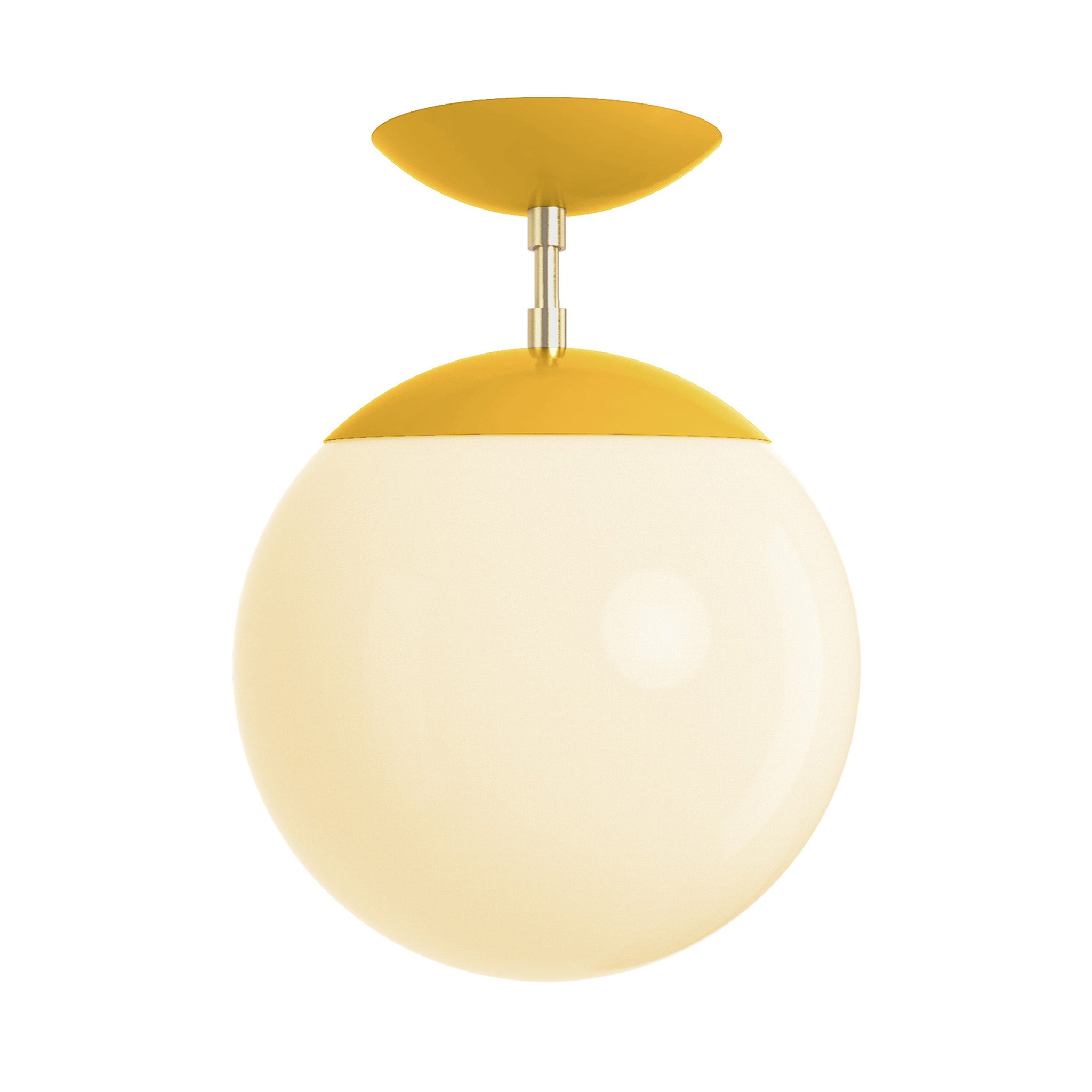 Brass and ochre cap globe flush mount 10" dutton brown lighting