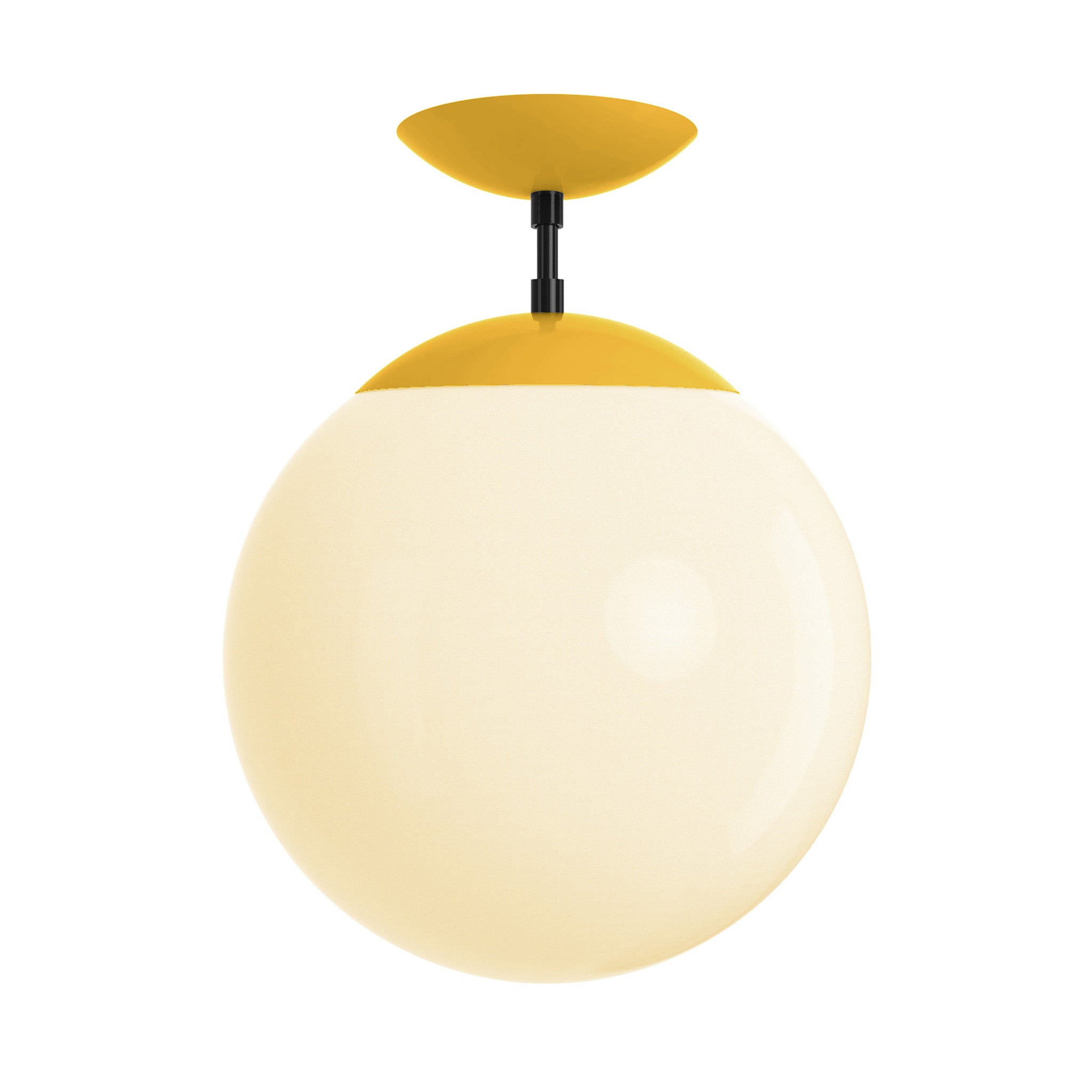 Black and ochre cap white globe flush mount 12" dutton brown lighting