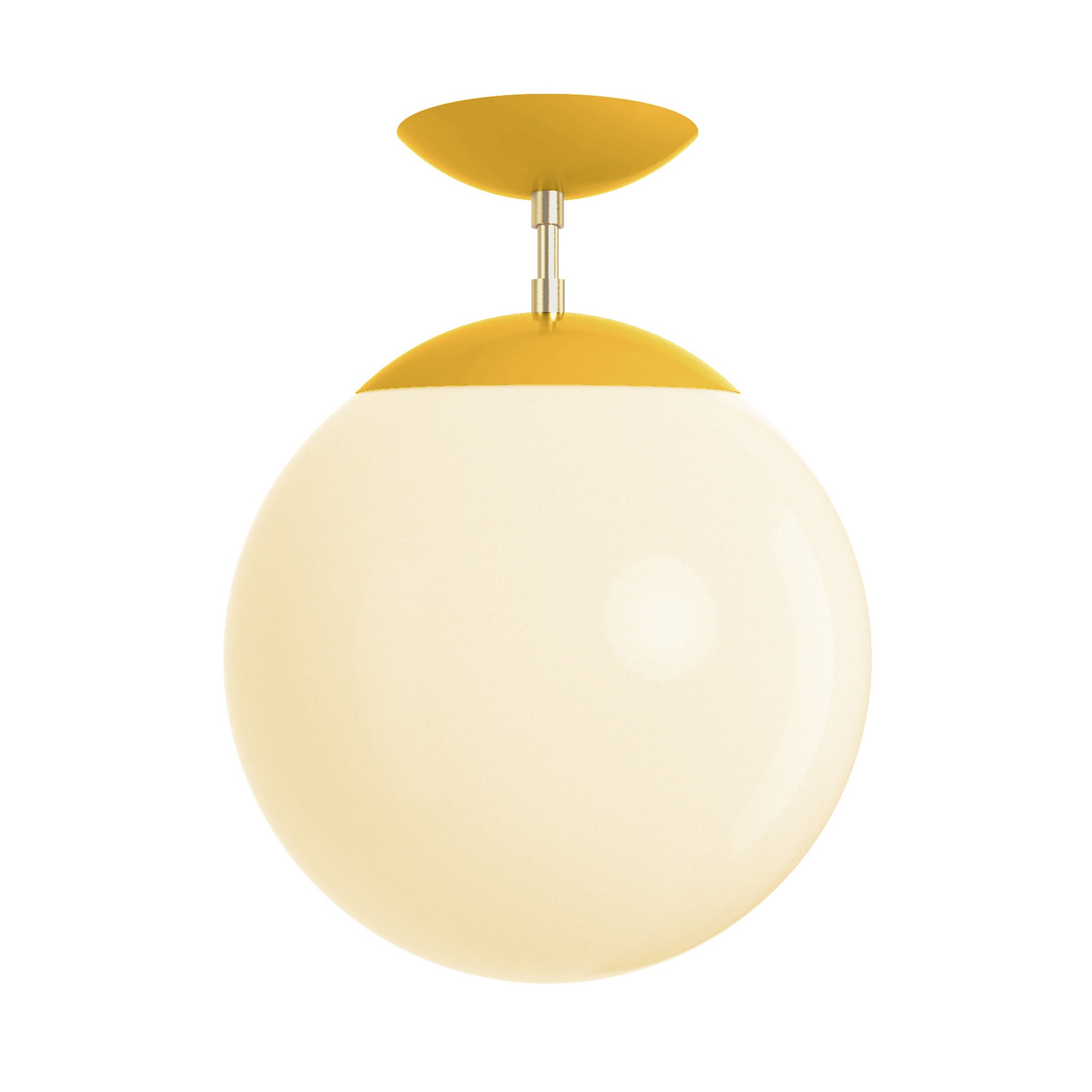 Brass and ochre cap white globe flush mount 12" dutton brown lighting