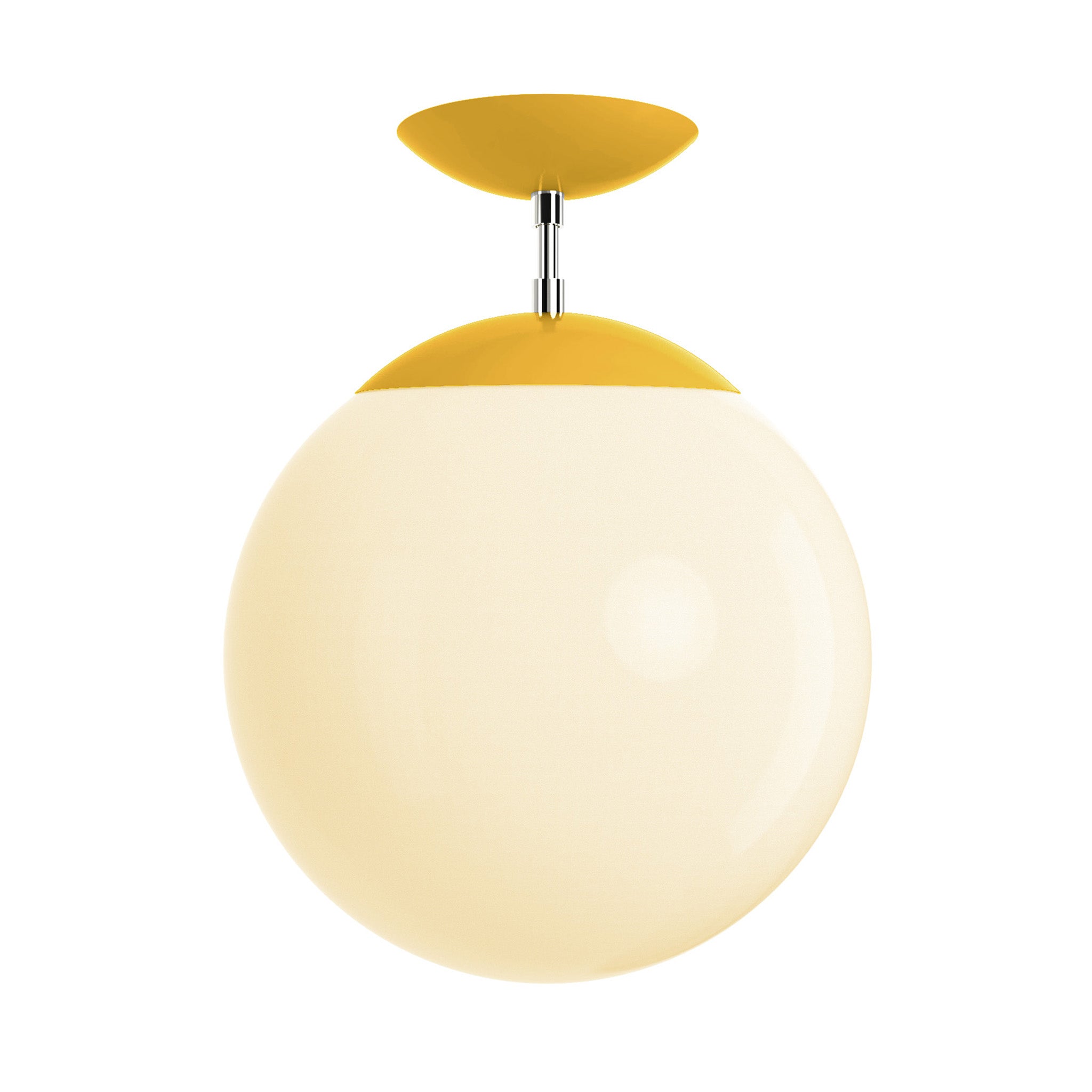 Polished nickel and ochre cap white globe flush mount 12" dutton brown lighting