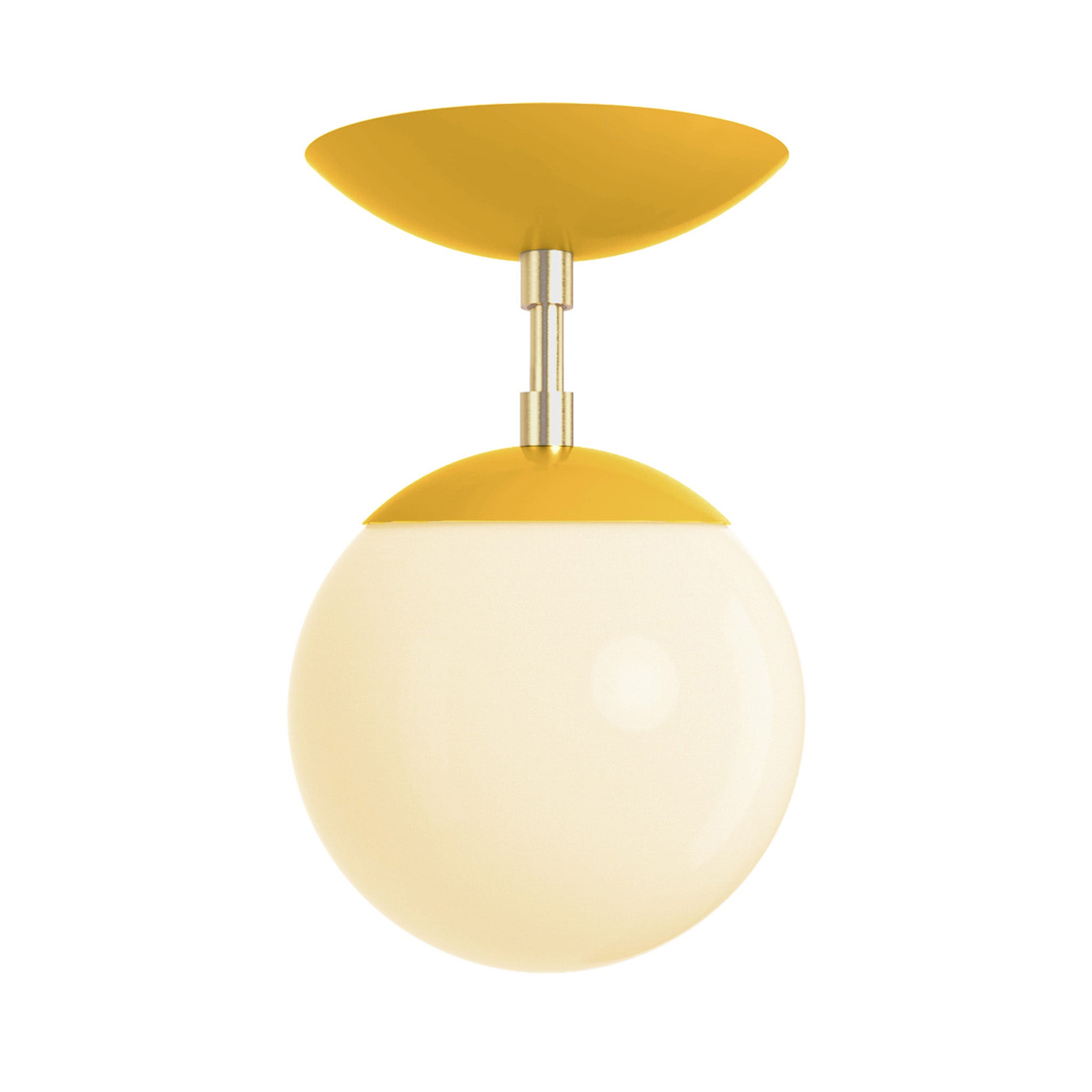 Brass and ochre cap globe flush mount 6" dutton brown lighting