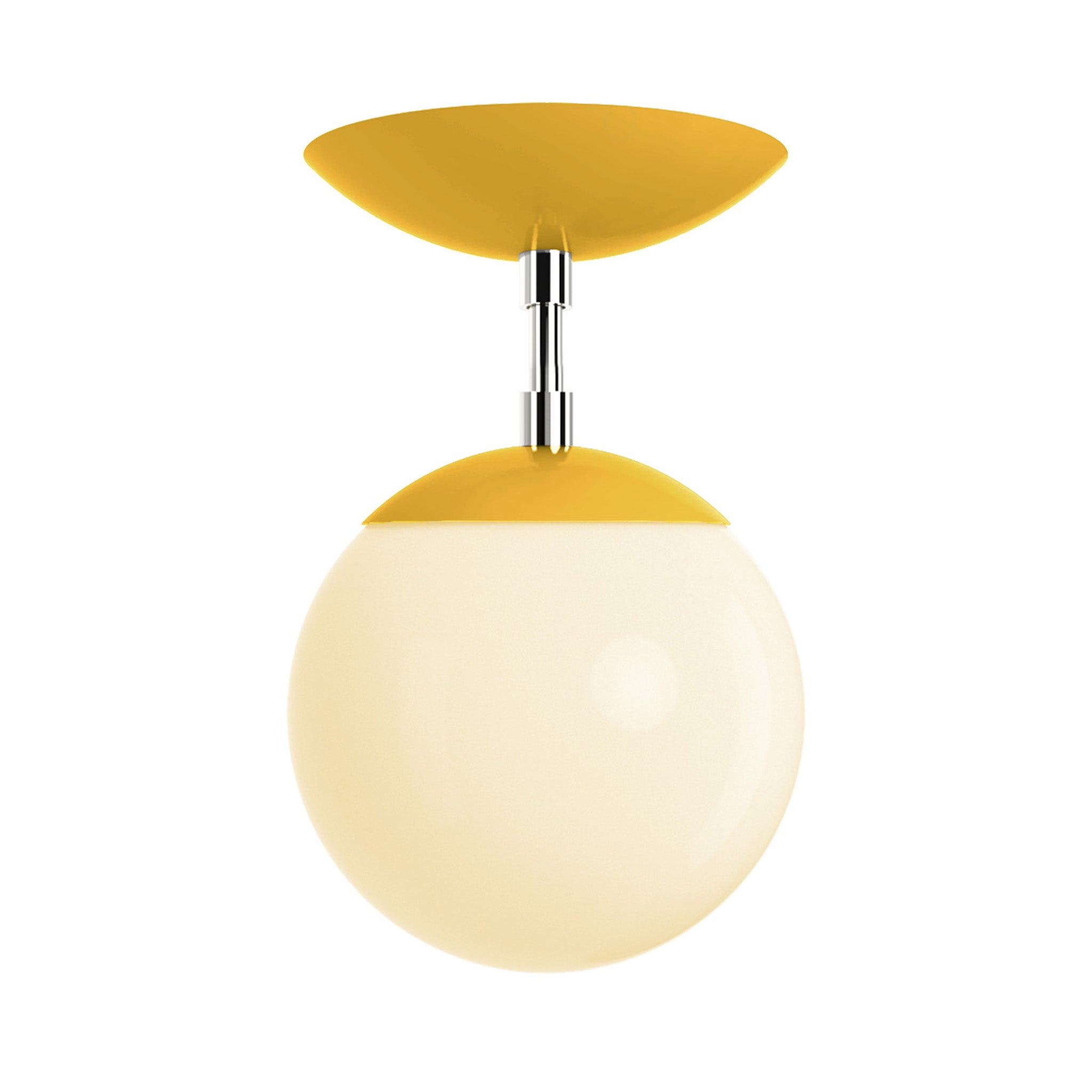 Polished nickel and ochre cap globe flush mount 6" dutton brown lighting
