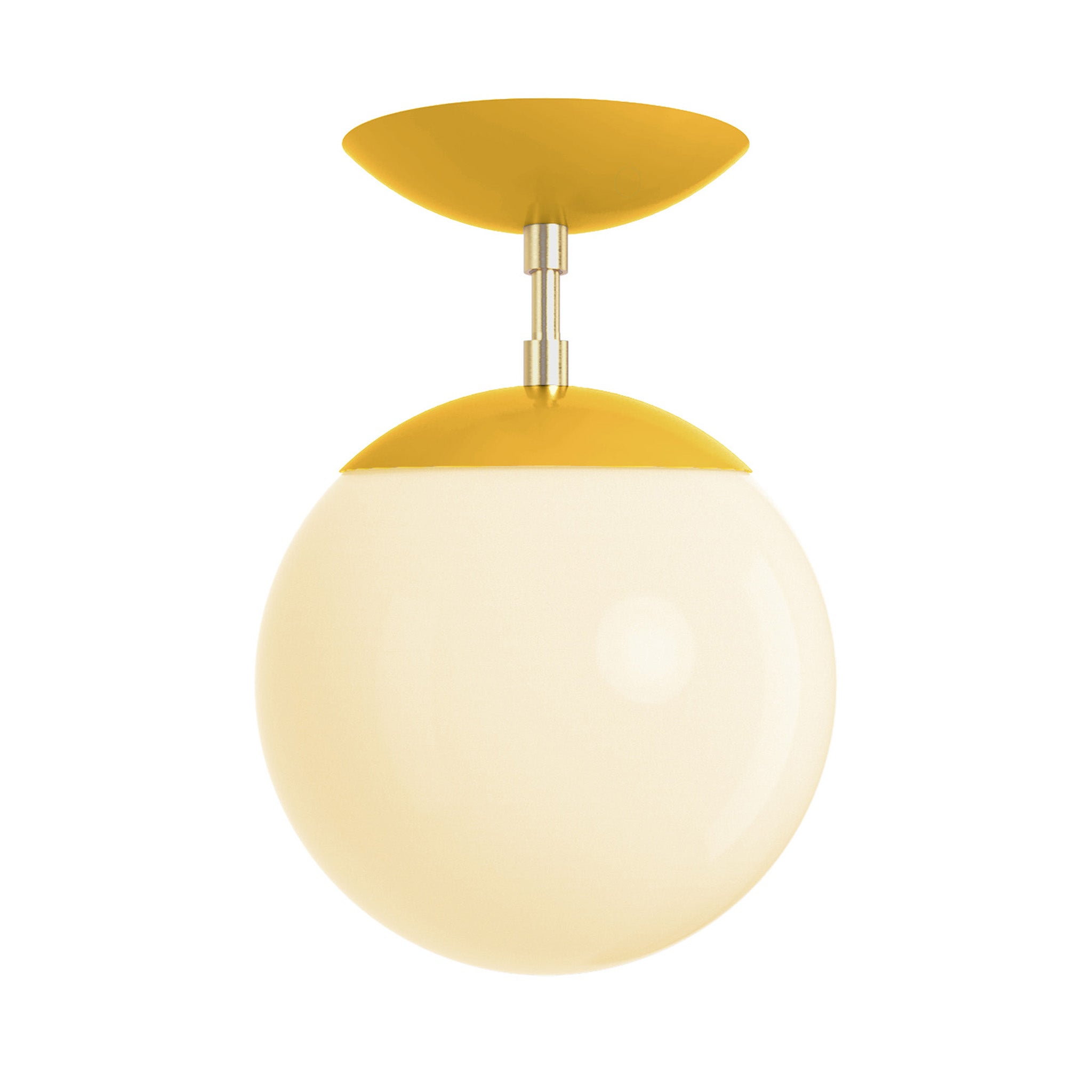 Brass and ochre cap globe flush mount 8" dutton brown lighting
