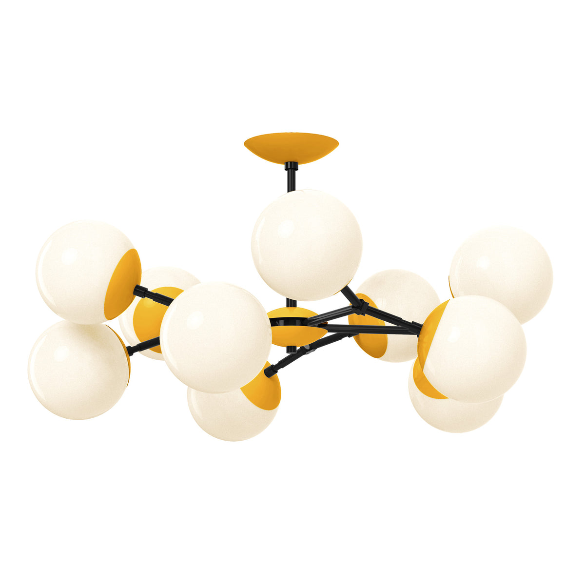 Black and ochre color Crown flush mount 32" Dutton Brown lighting