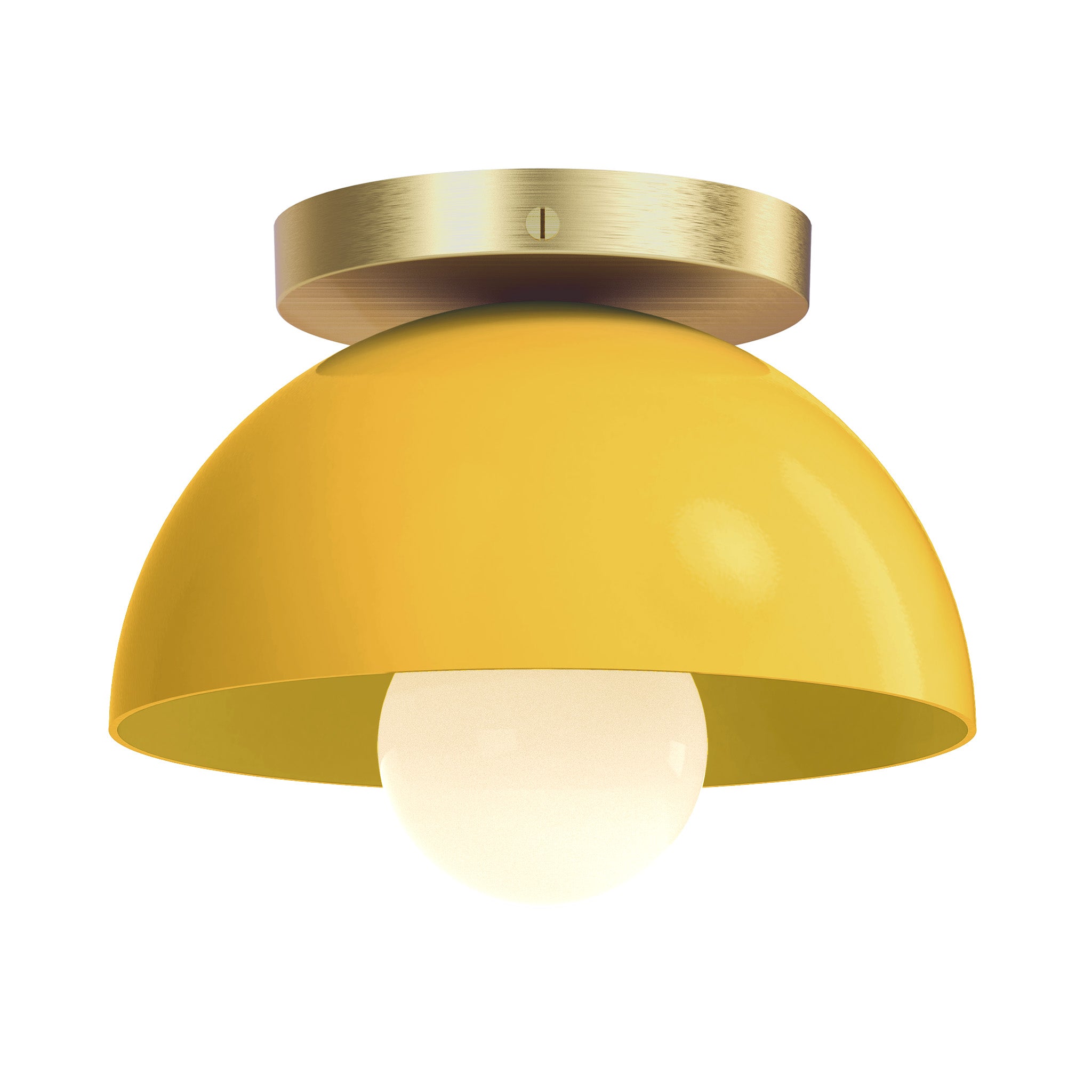 Brass and ochre color Hemi flush mount 8" Dutton Brown lighting