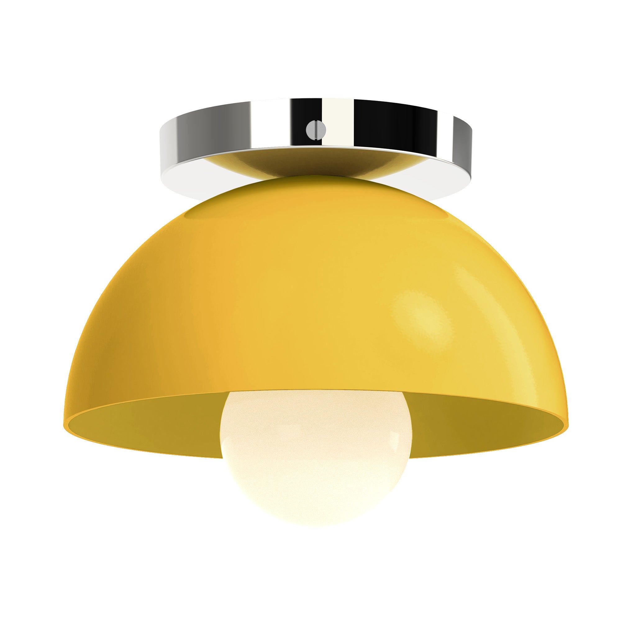 Nickel and ochre color Hemi flush mount 8" Dutton Brown lighting
